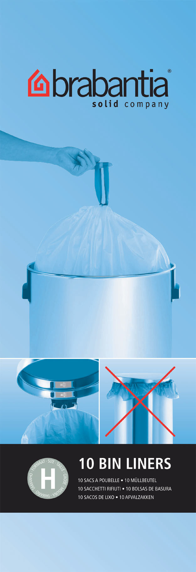 Afvalzak BRABANTIA 246784 PerfectFit H 50-60L 10pcs