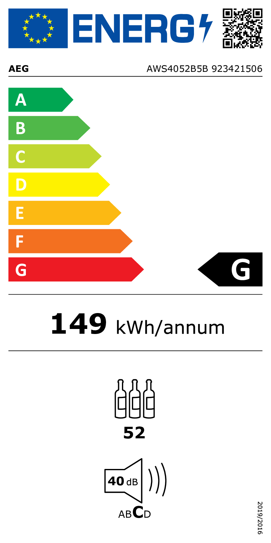 AEG AWS4052B5B Refroidisseur de vin compresseur Intégré Noir