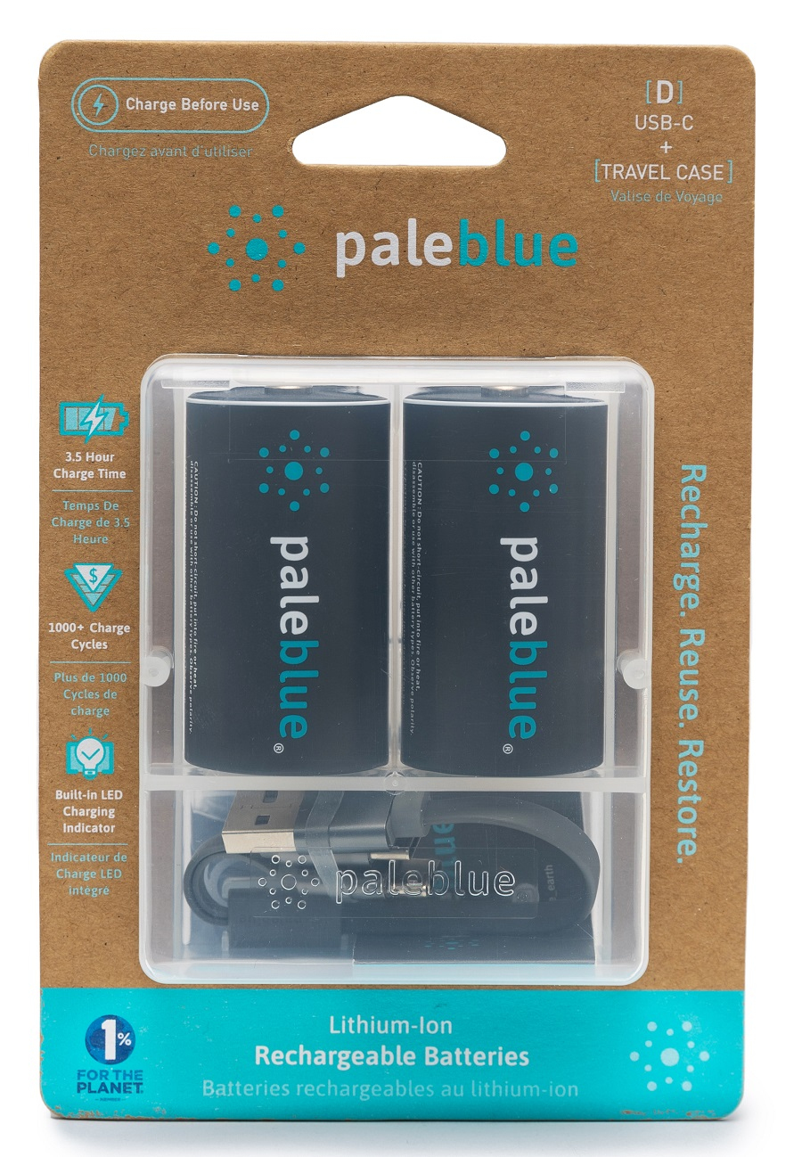 Pale Blue Rechargeable D Battery 2pack + C-Charging Cable