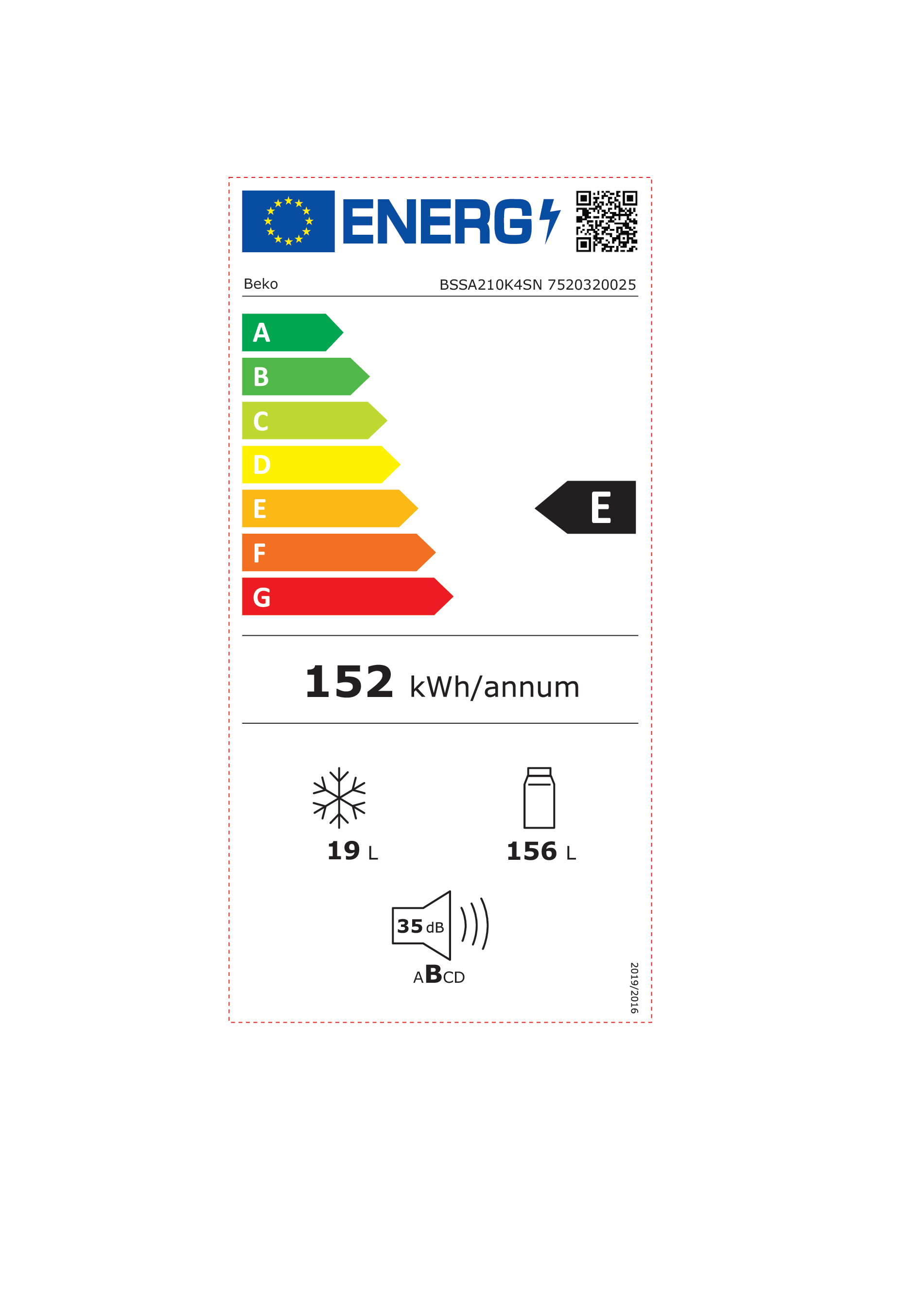 Beko Frigo congélateur encastrable BSSA210K4SN