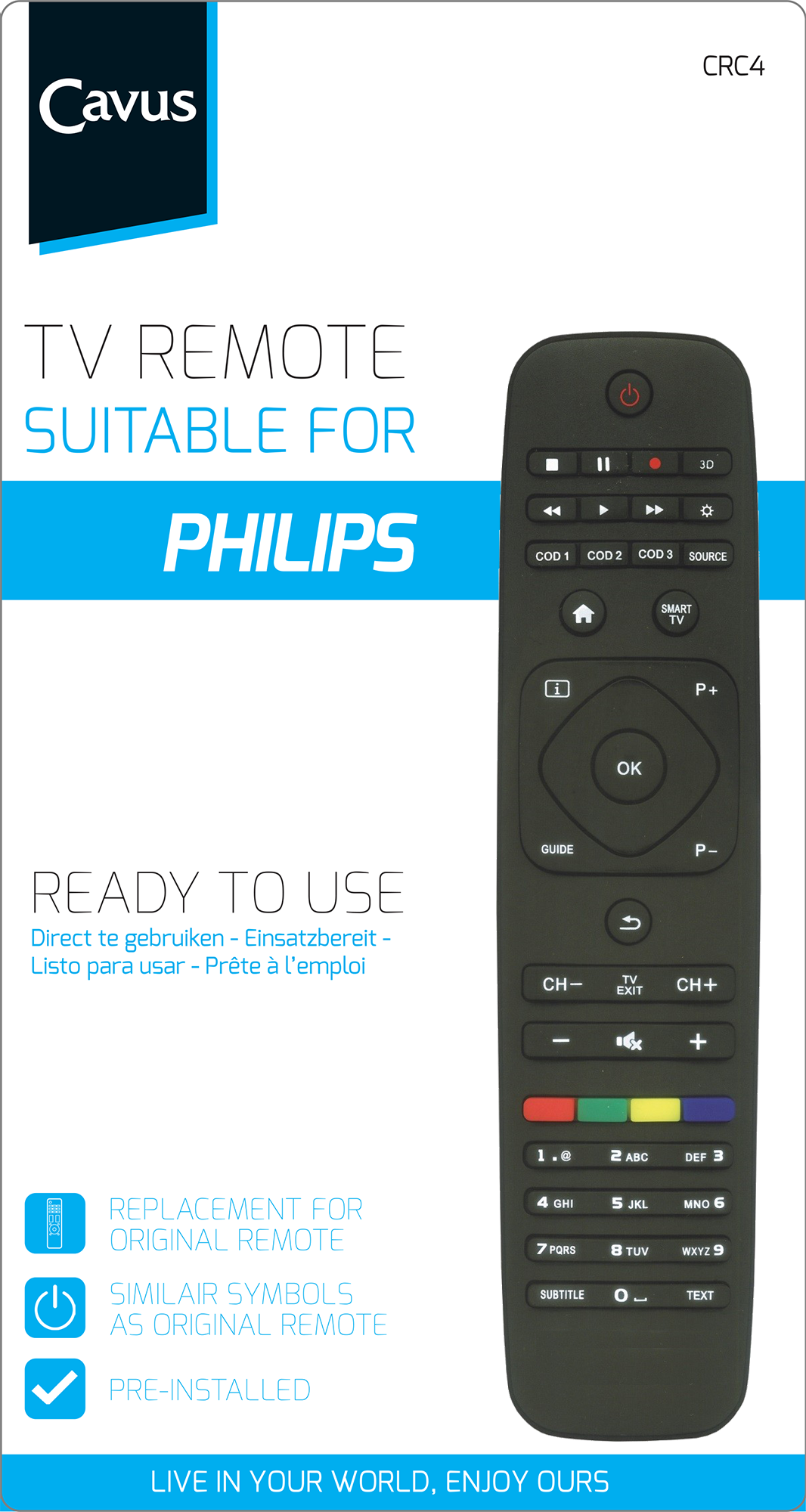 Afstandsbediening CAVUS CRC4 voor Philips