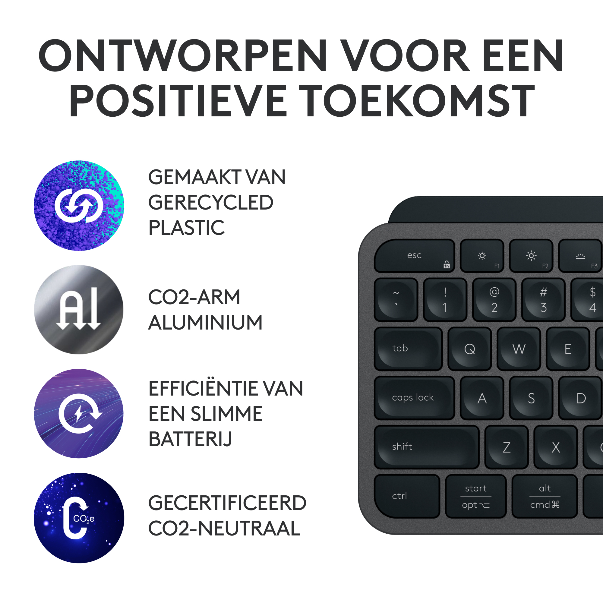 LOGITECH WIRELESS MX KEYS AZERTY ZWART