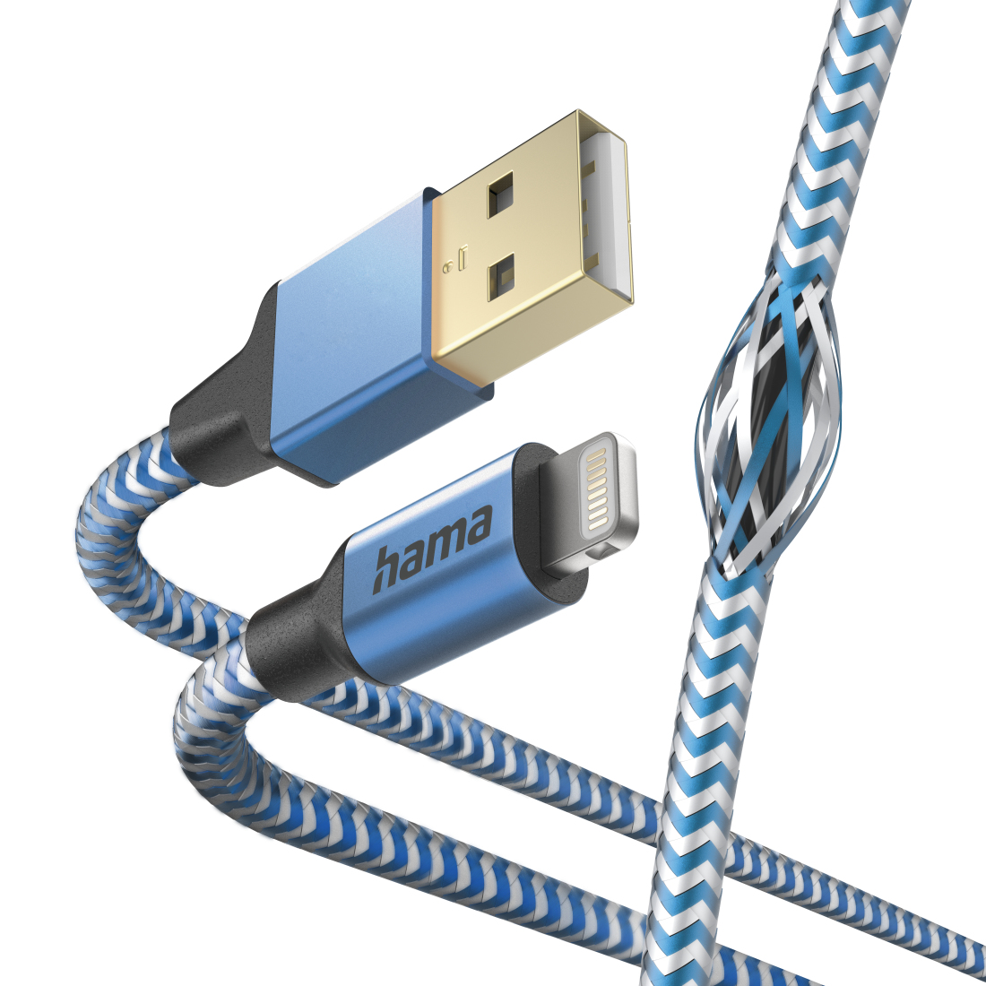 Kabel USB HAMA Reflective USB-A > Lightning 1.5m Blauw