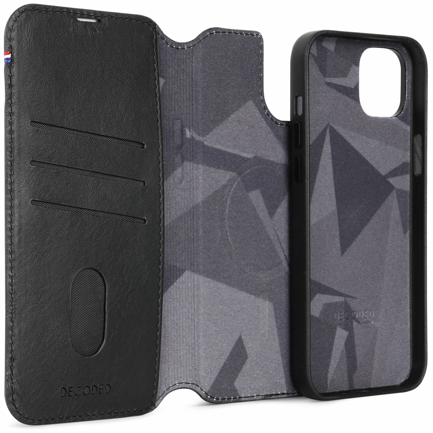 Tas DECODED Leather Detachable Wallet iPhone 15 Plus Black