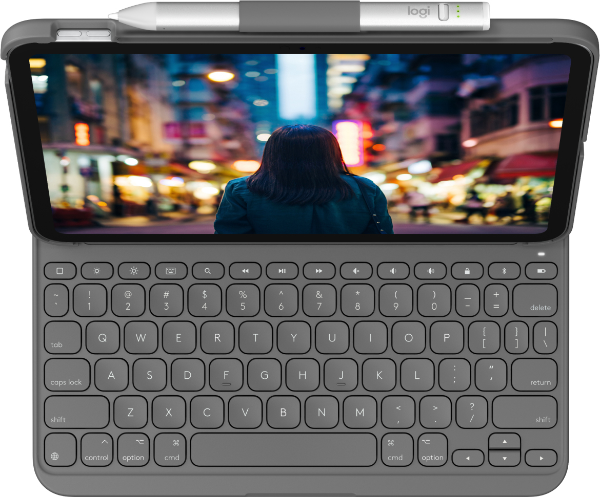Logitech Slim Folio AZERTY Frans Bluetooth Grijs