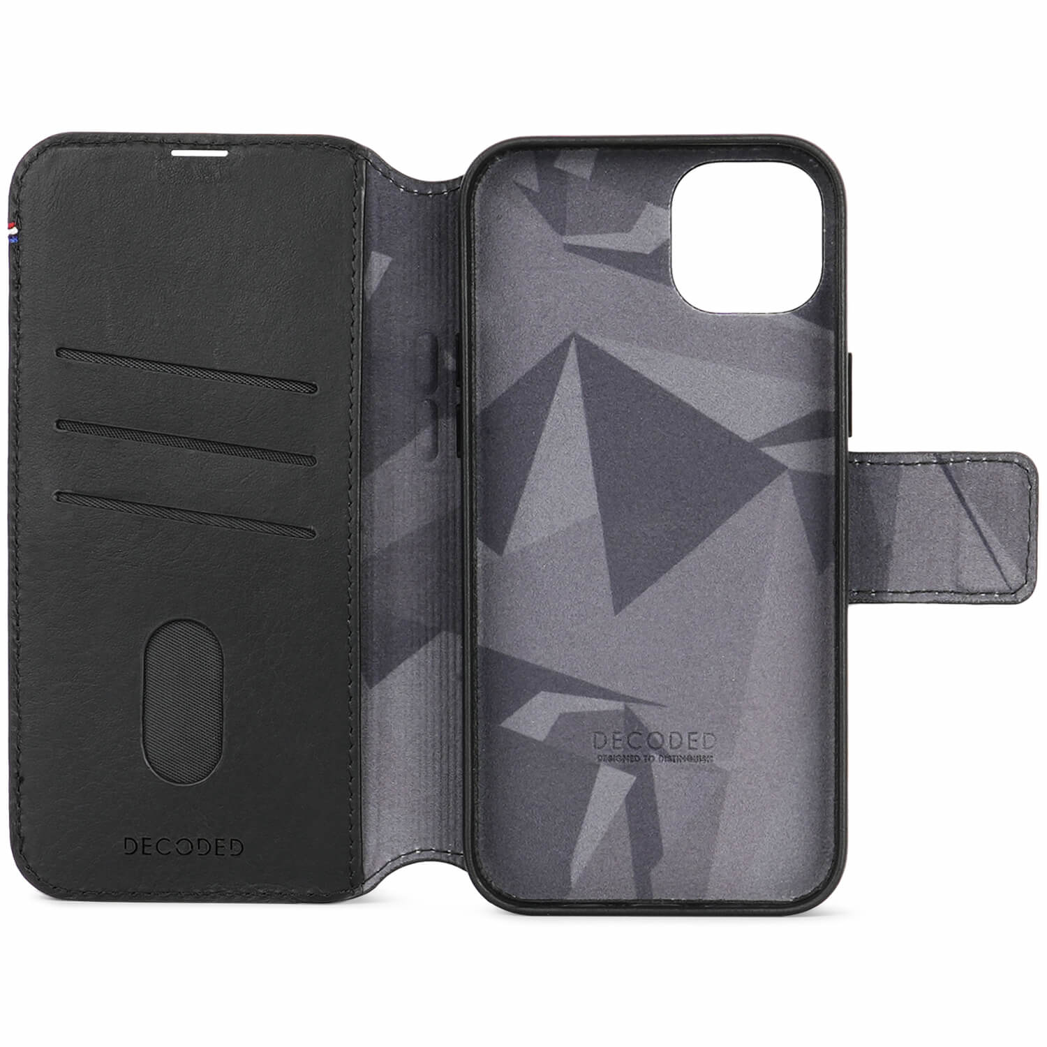 Tas DECODED Leather Detachable Wallet iPhone 15 Plus Black