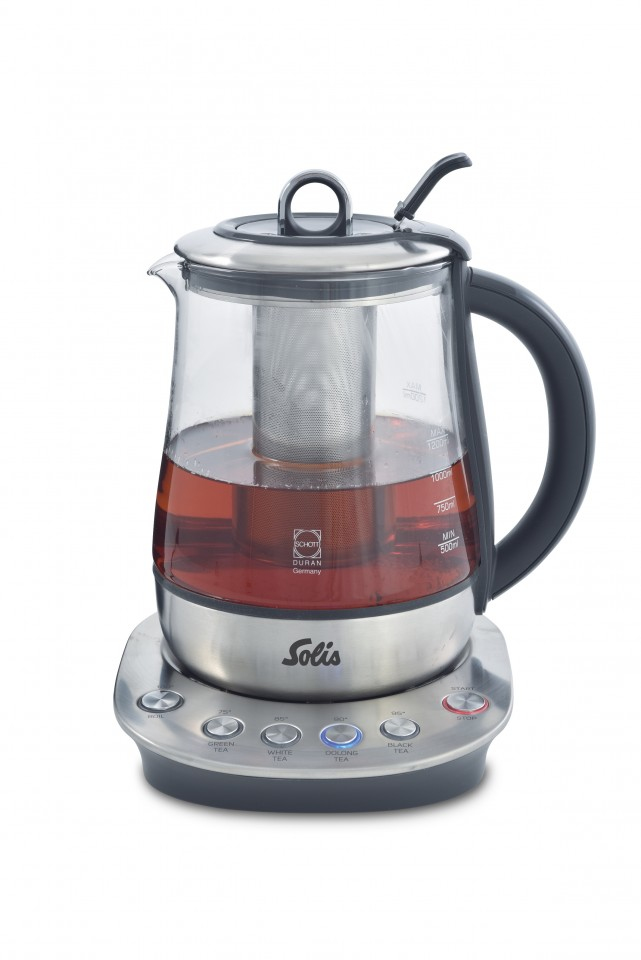 Solis 5514 appareil à thé 1,2 L 1400 W Noir, Acier inoxydable, Transparent