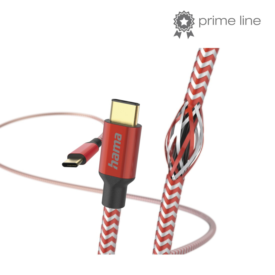 Kabel USB HAMA Reflective USB-C > USB-C 1.5M Rood