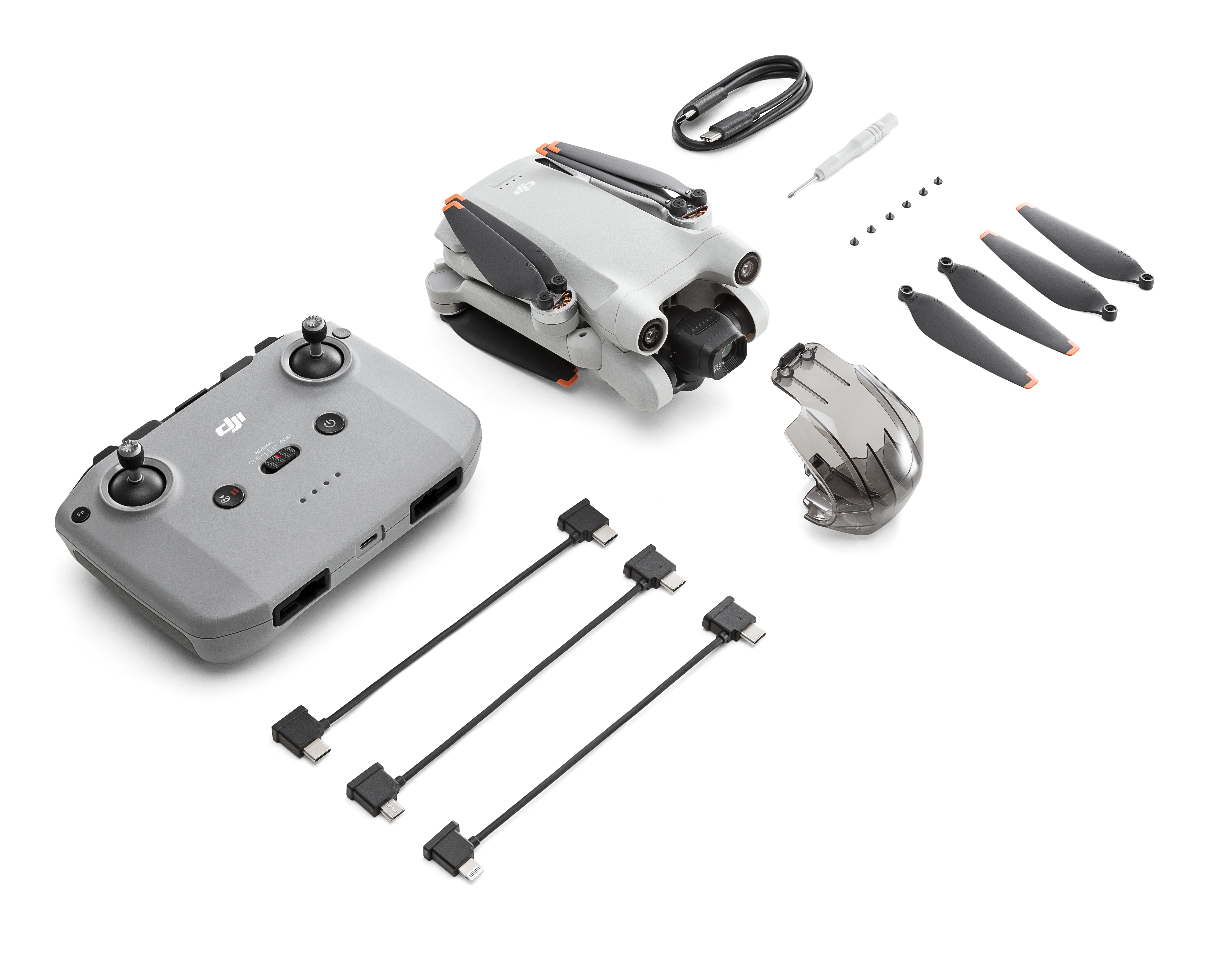 DJI Mini 3 Pro (RC-N1) 4 propellers Octocopter 48 MP 3840 x 2160 Pixels 2453 mAh Zwart, Wit