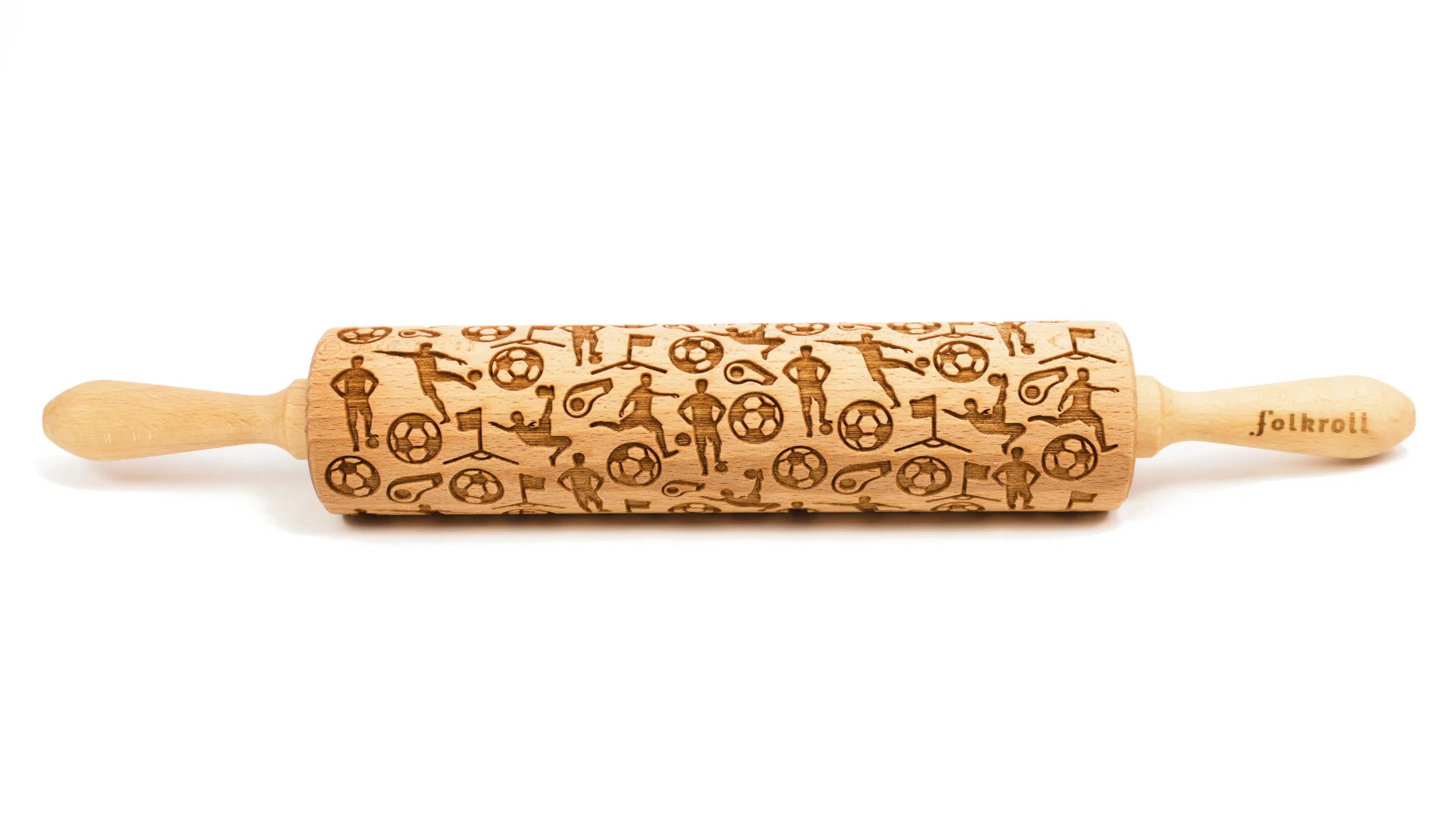 Decoratie-deegrol FOLKROLL 11.FR5435 Football hout / 43cm