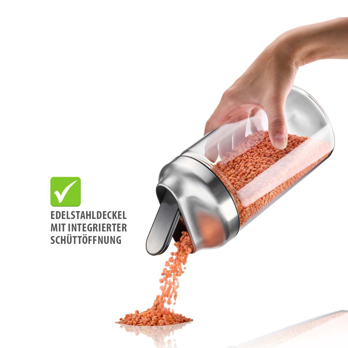 Bewaardoos GEFU 51.GF33741 Kippo / 1000ml / glas / inox deksel