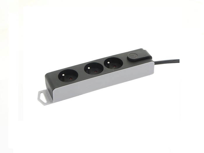 Profile 3-voudig Stopcontact, 1,5m, Schakelaar, Zwart