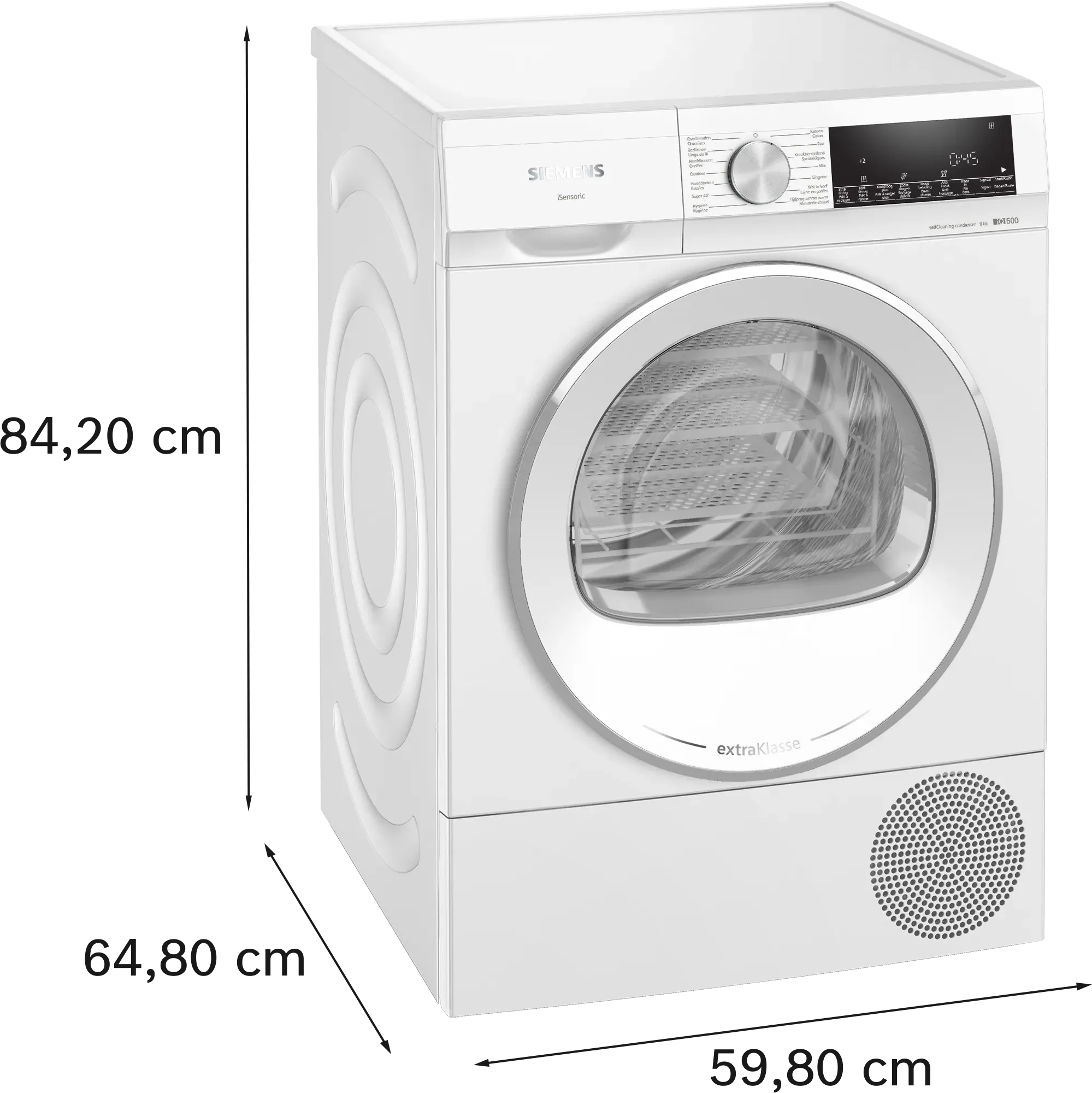 Siemens iQ500 WQ45G2D90 wasdroger Vrijstaand Voorbelading 9 kg Wit