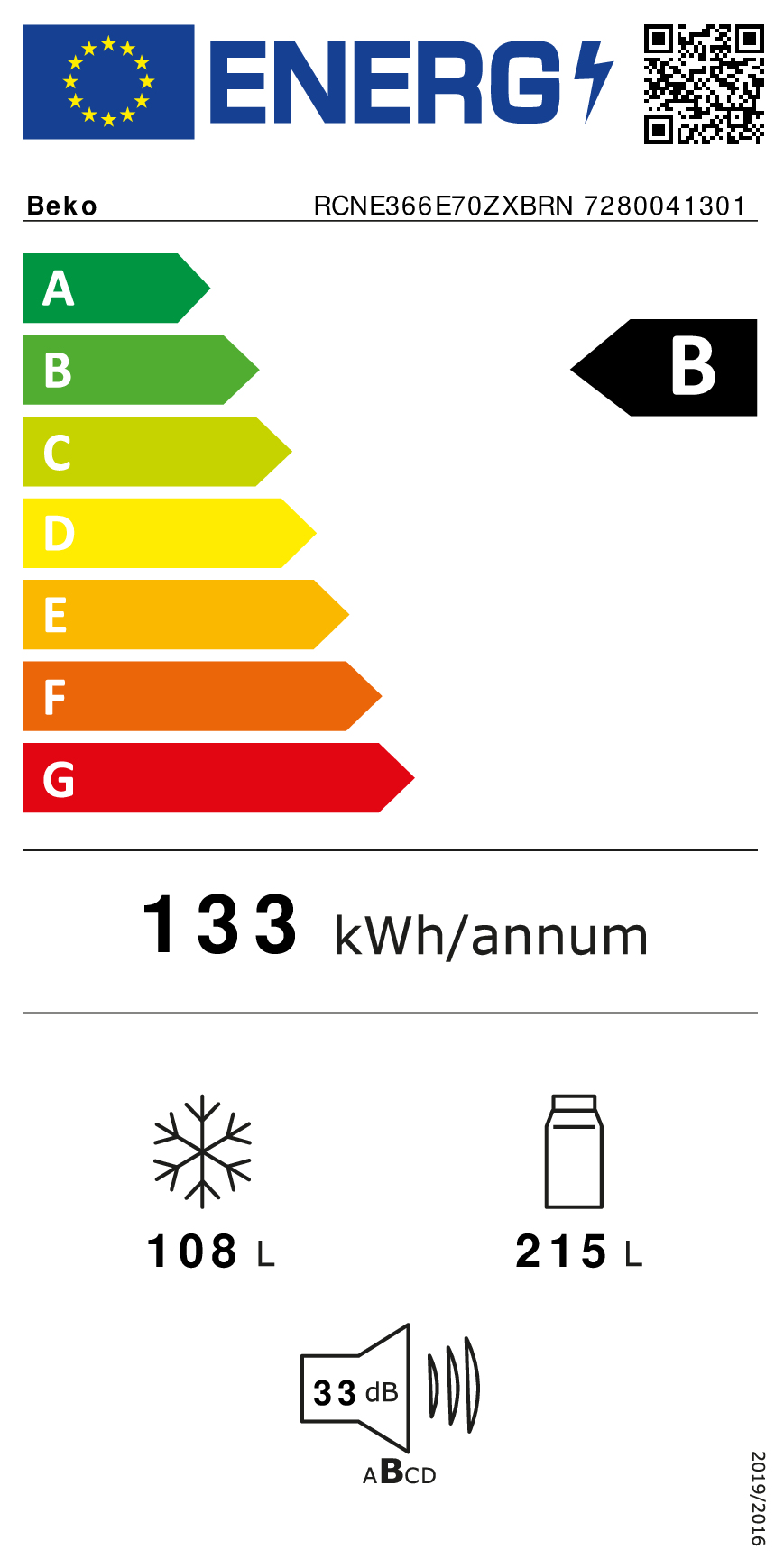 BEKO FRIGO CONGELATEUR RCNE366E70ZXBRN