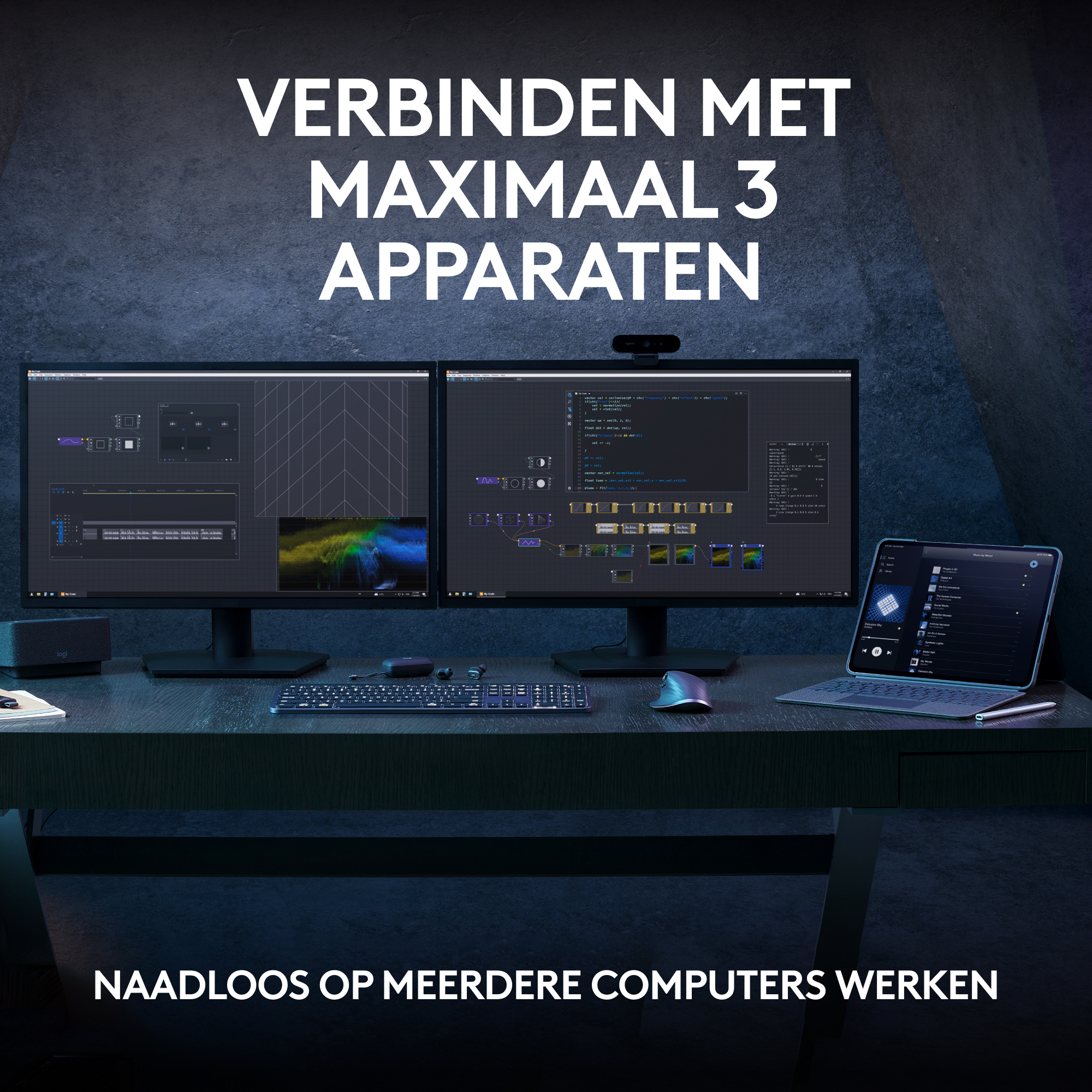 LOGITECH WIRELESS MX KEYS AZERTY ZWART
