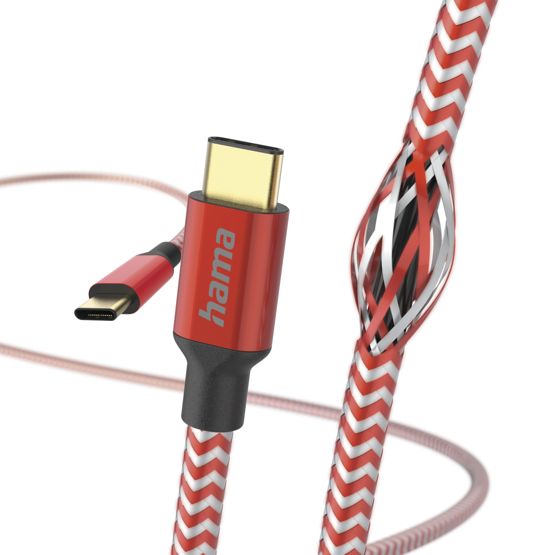 Kabel USB HAMA Reflective USB-C > USB-C 1.5M Rood