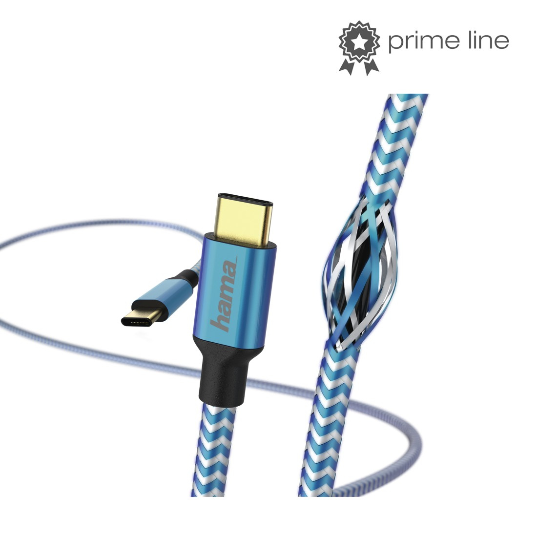 Kabel USB HAMA Reflective USB-C > USB-C 1.5M Blauw
