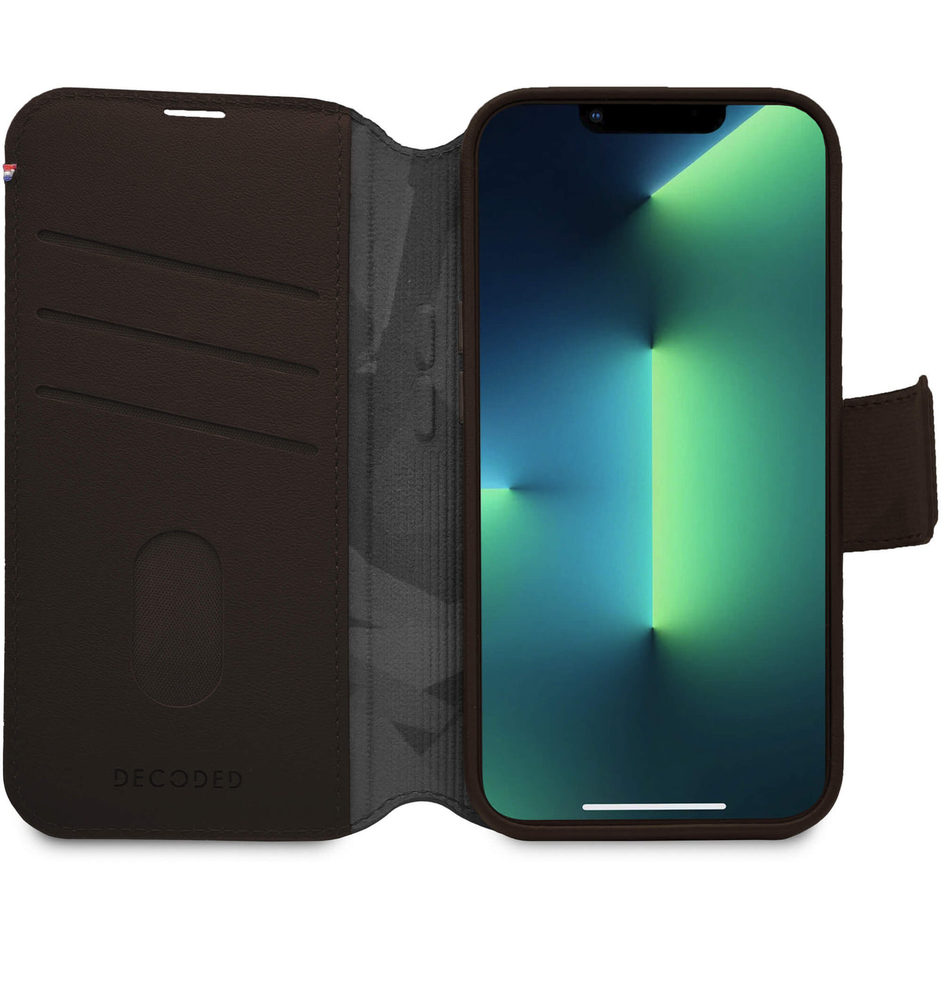 Decoded iPhone 14 Max, housse wallet amovible cuir, brun chocolat