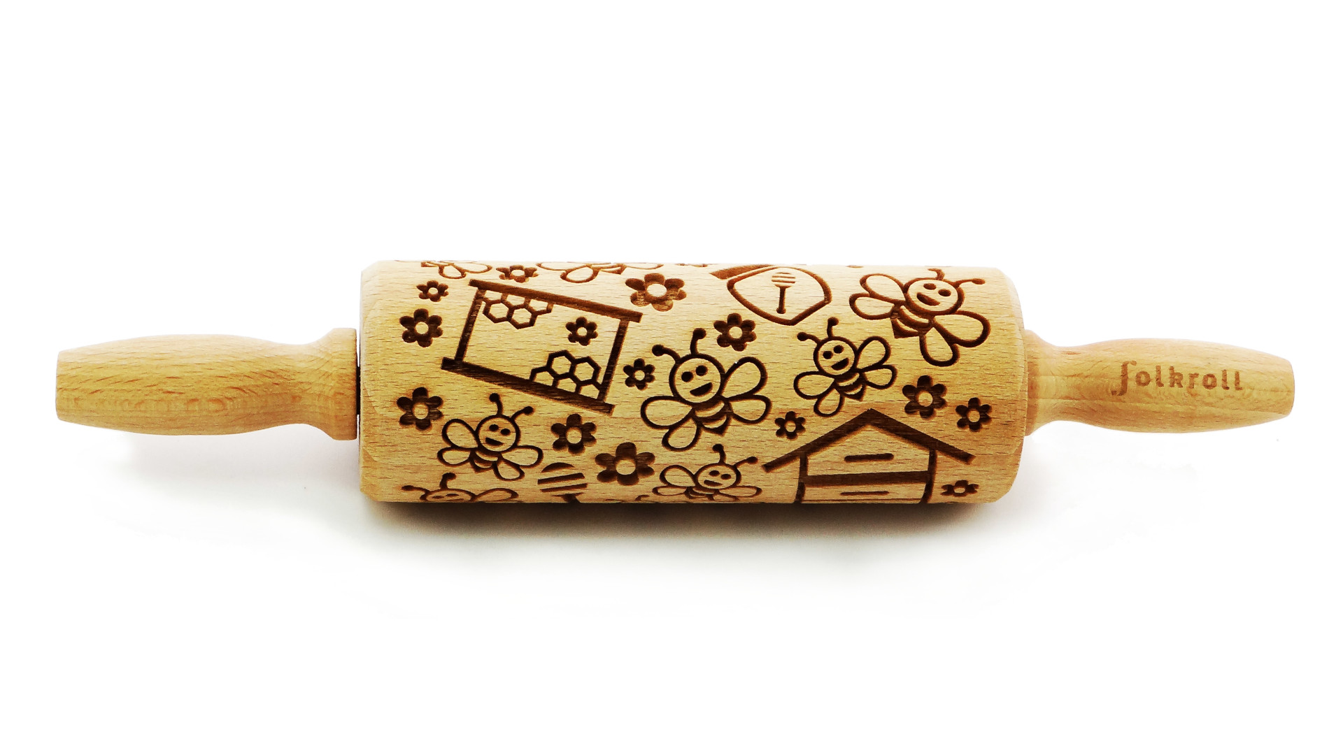 Decoratie-deegrol FOLKROLL 11.FR5030 Bees hout / 23cm