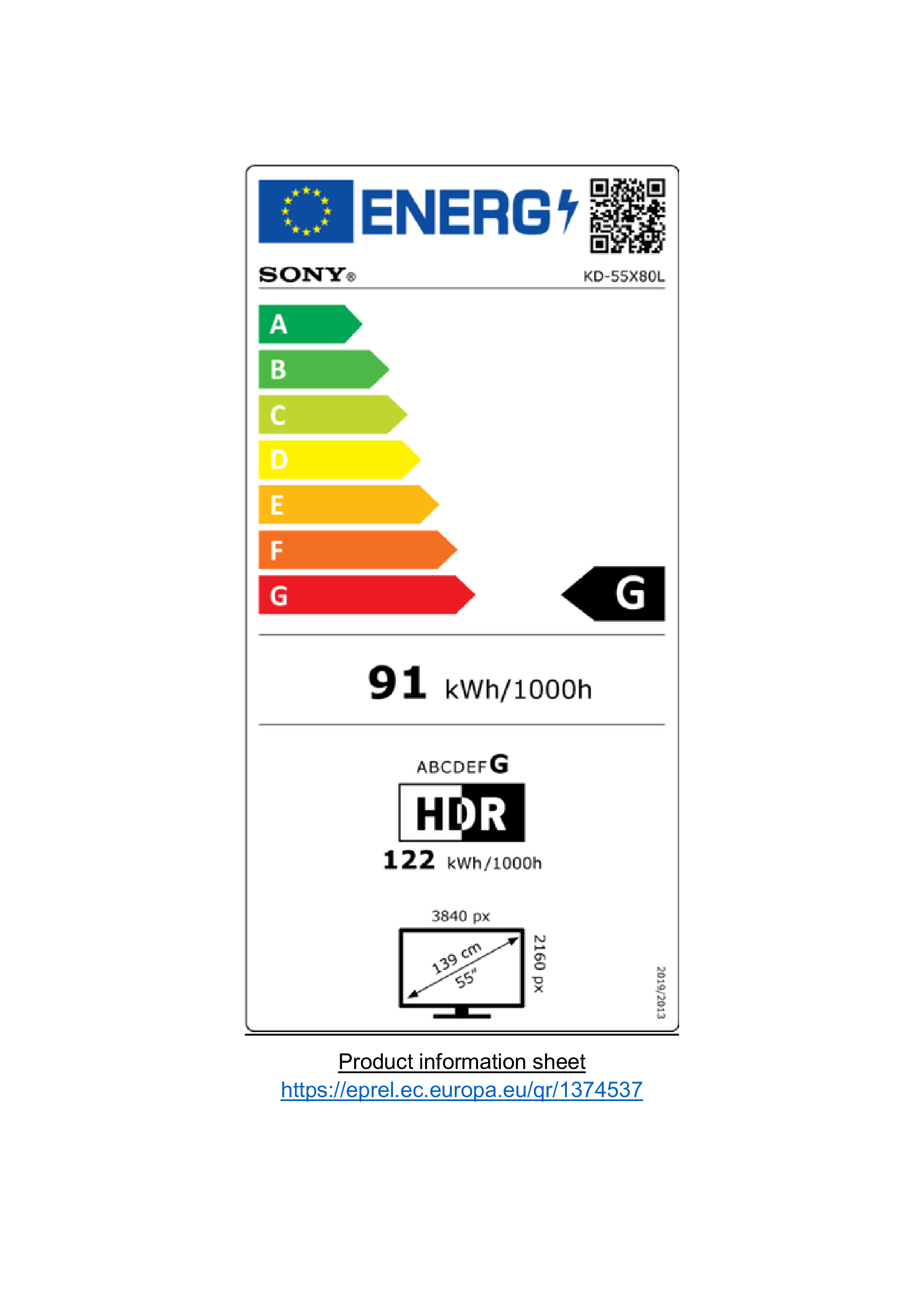 LED TV SONY KD55X80LAEP