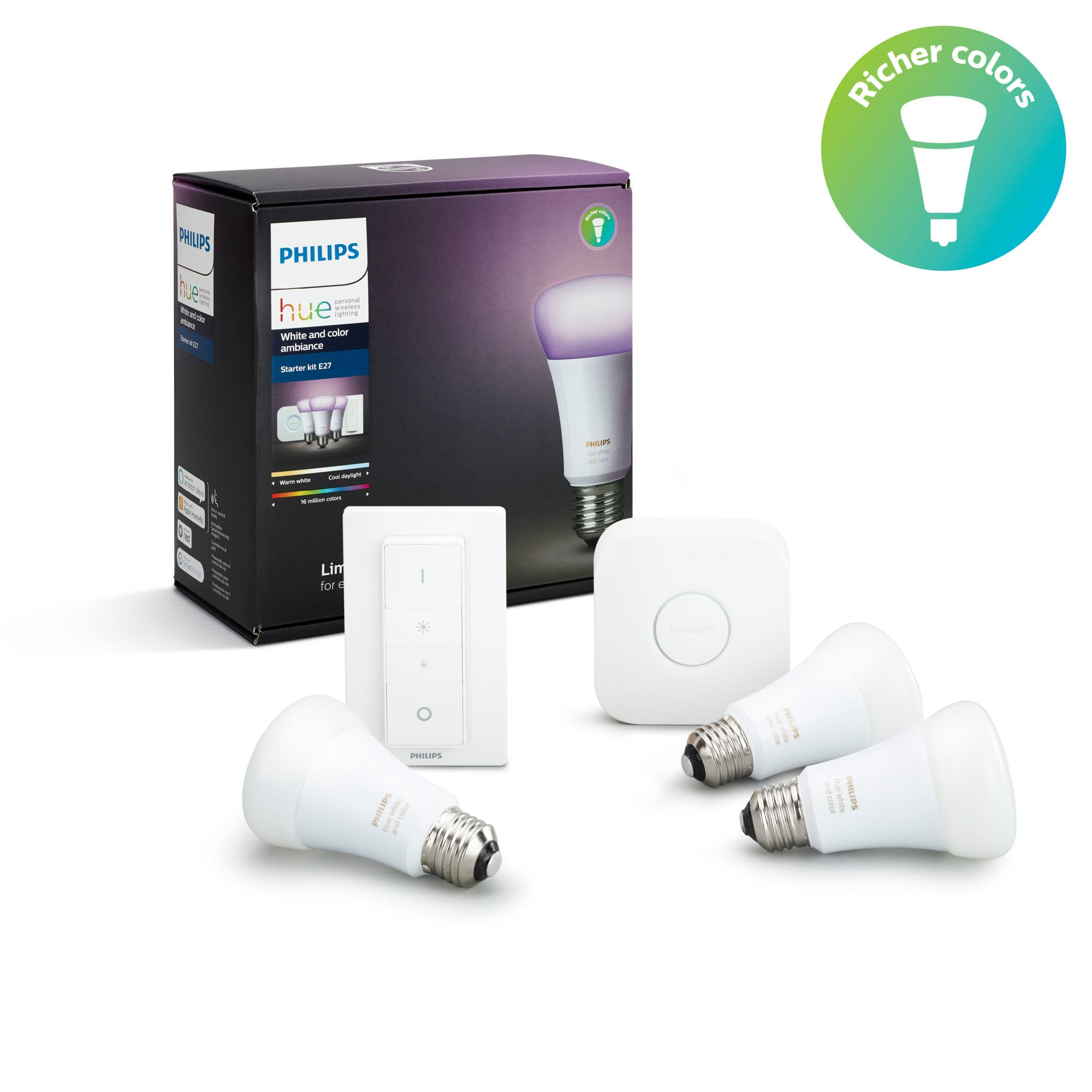 Starterkit PHILIPS HUE White Color Ambiance E27 x3 + Bridge + Dimmer