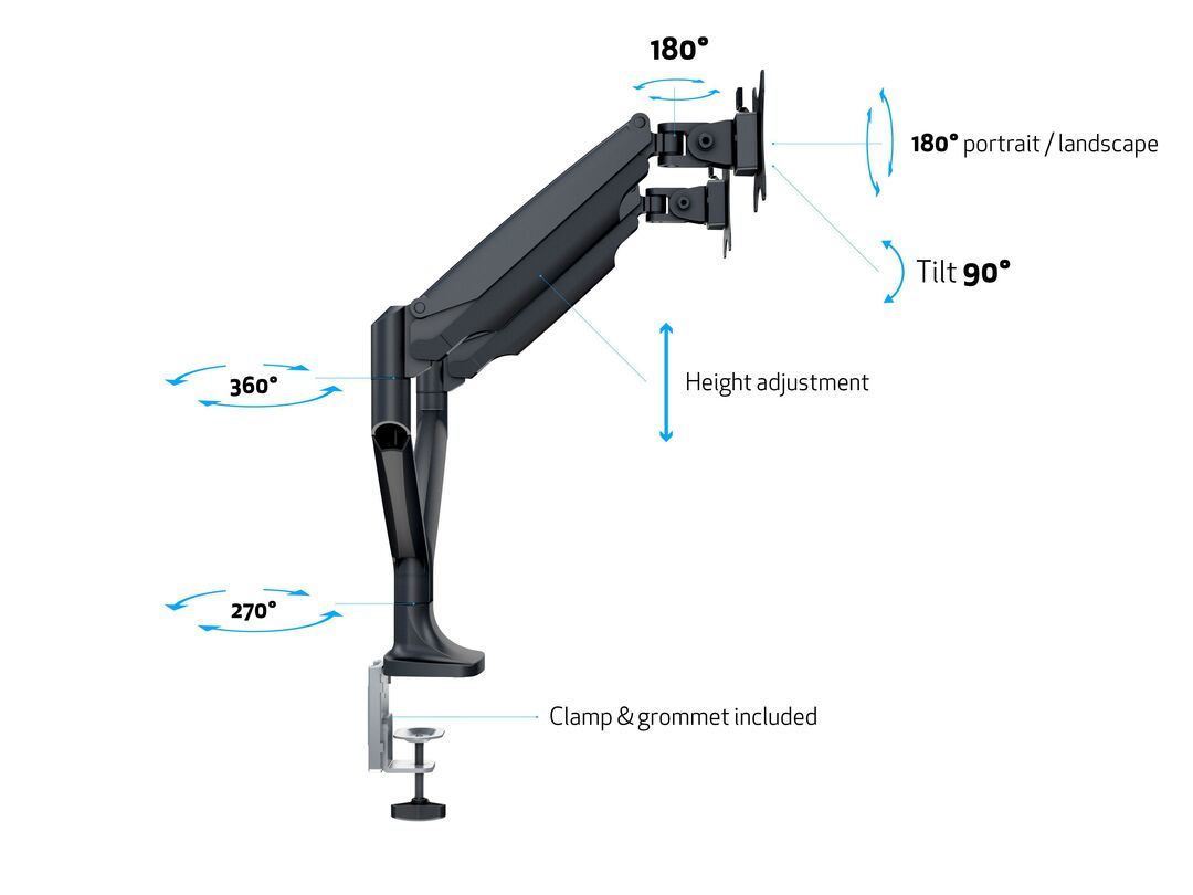 Multibrackets 3286 support d'écran plat pour bureau 68,6 cm (27") Noir, Argent