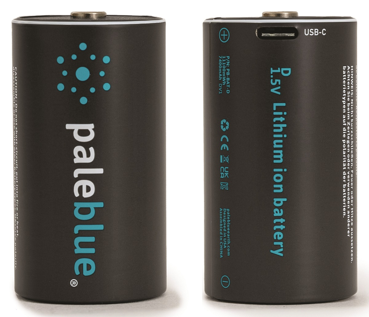 Pale Blue Rechargeable D Battery 2pack + C-Charging Cable