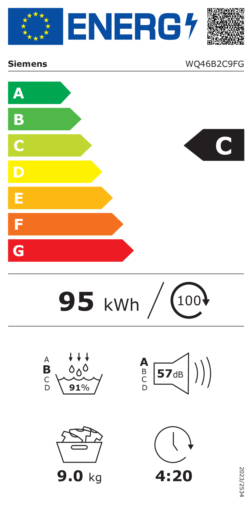 Warmtepompdroogkast SIEMENS WQ46B2C9FG ExtraKlasse / 9kg / A+++