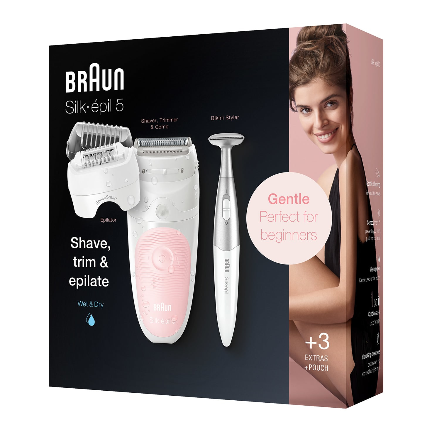 Braun Silk-épil 5 Silk-epil 5-620 Wet & Dry 28 pince(s) Rose, Blanc