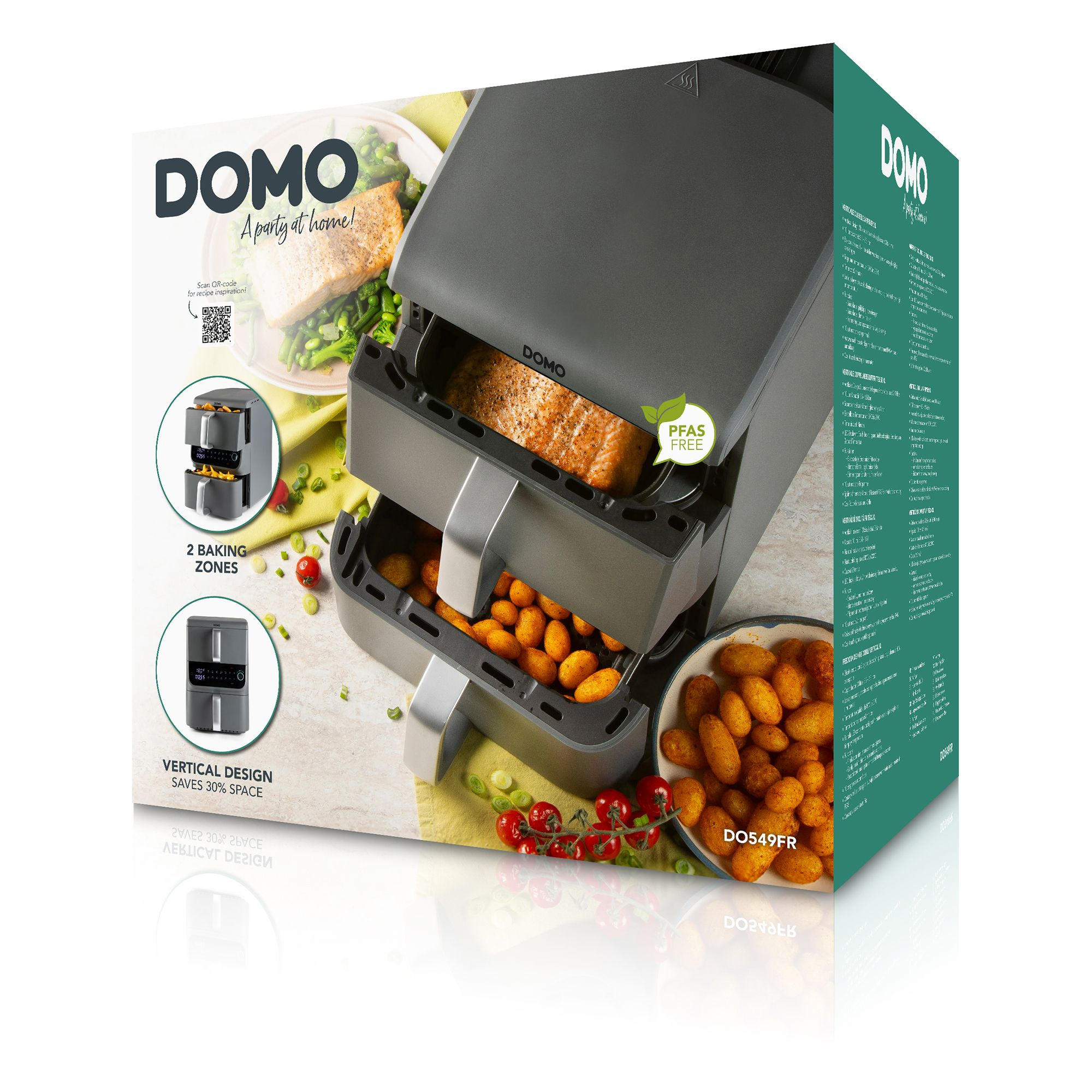 Heteluchtfriteuse Domo DO549FR dubbel verticaal