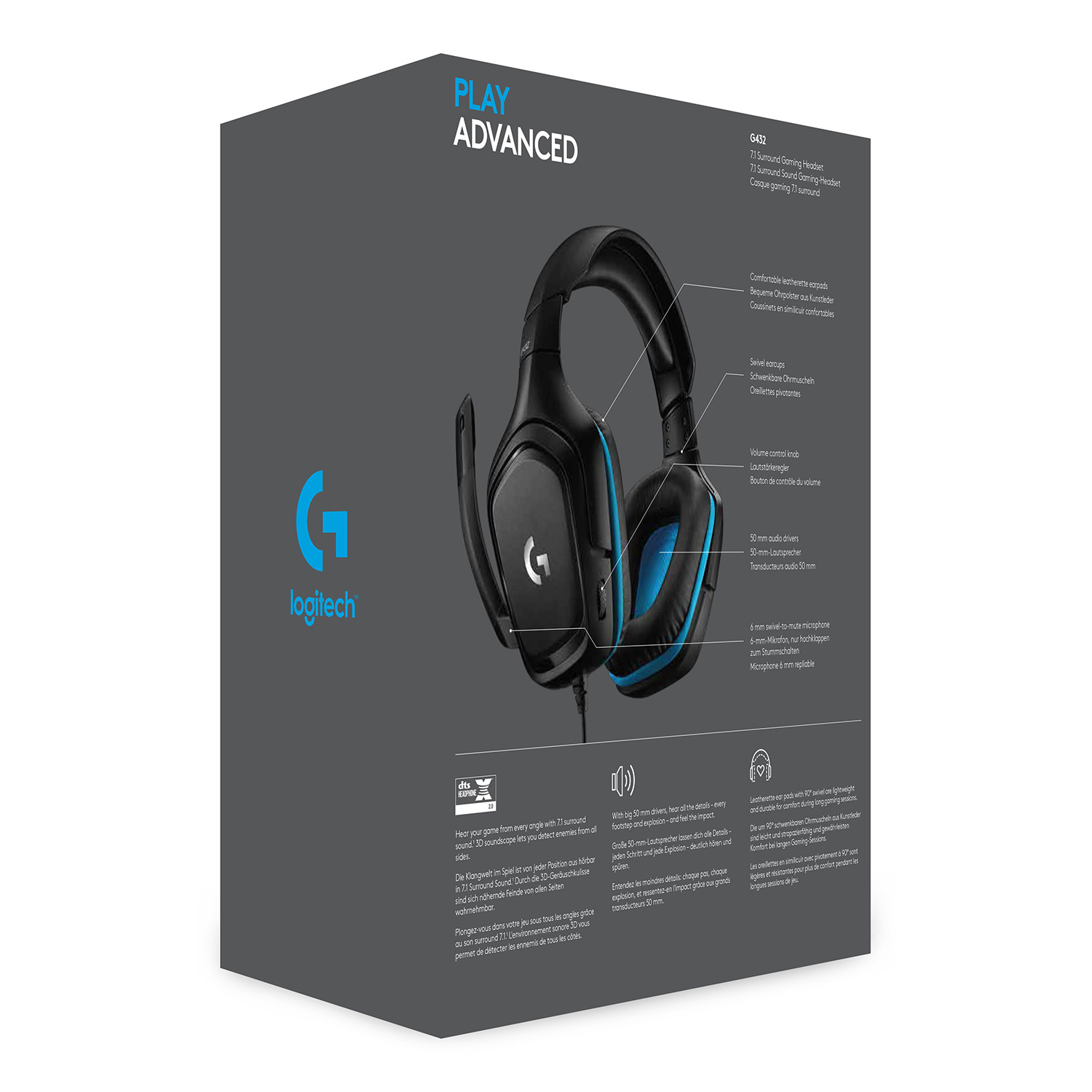 LOGITECH G432 GAMING HEADSET LEATHERATTE