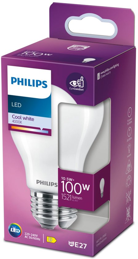 LED-lamp PHILIPS 8718699777494 E27 A60 10,5W-100W CW