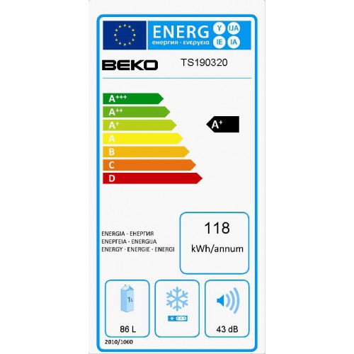 Beko TS 190320 réfrigérateur Pose libre 86 L Blanc