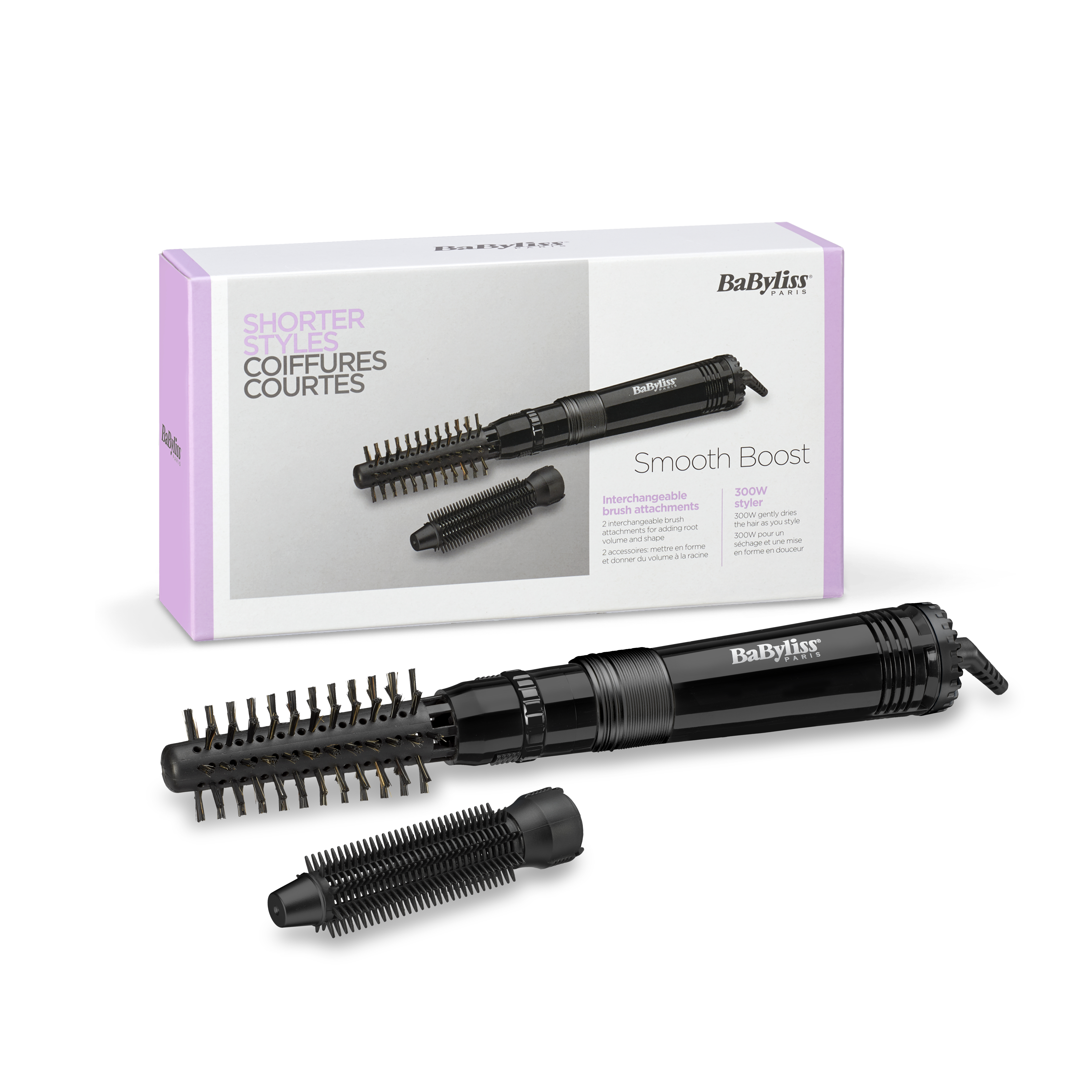 BaByliss Smooth Boost Heteluchtborstel Warm Zwart 300 W 1,8 m