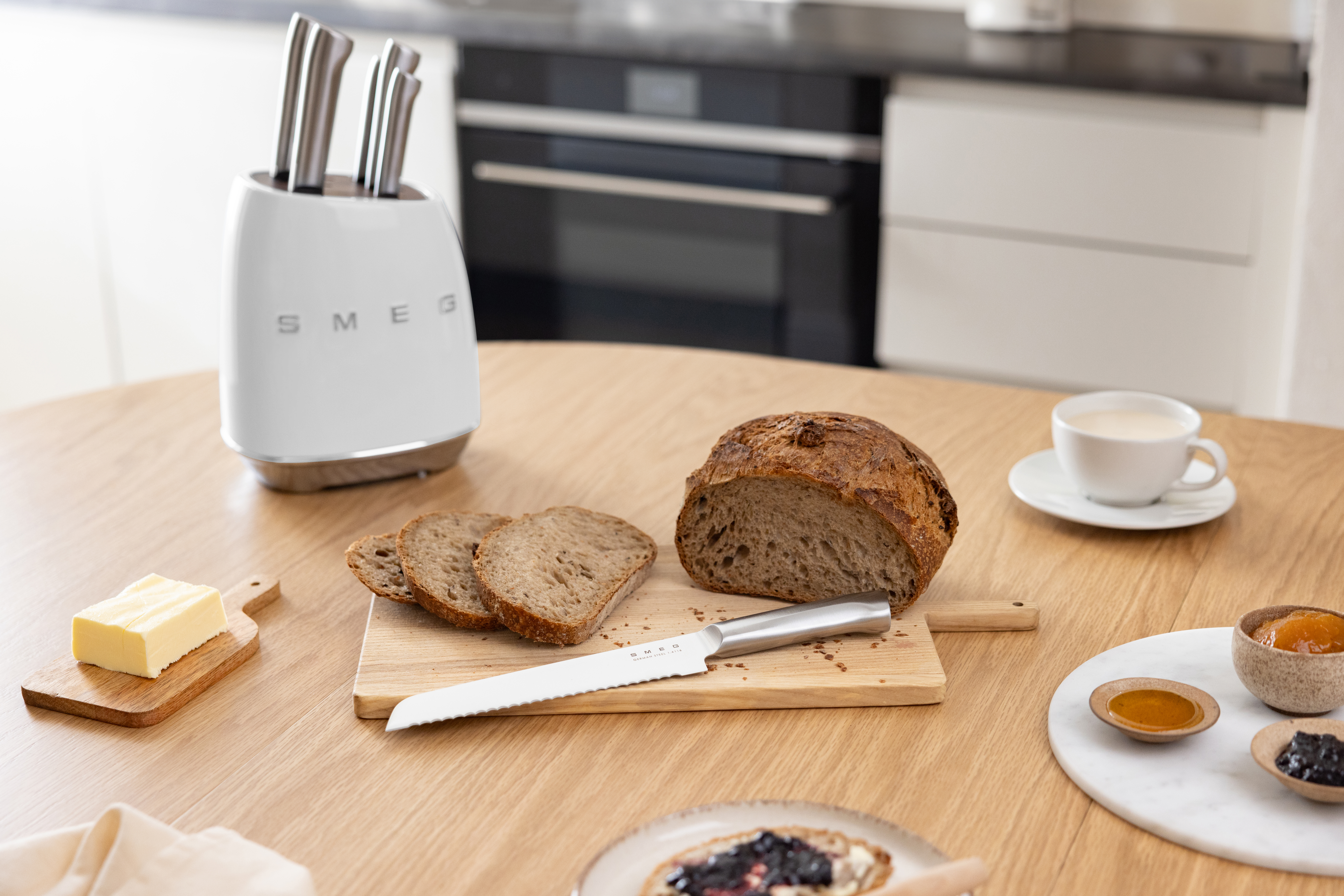 Messenblok SMEG KBSF02WH met 6 RVS-messen / wit