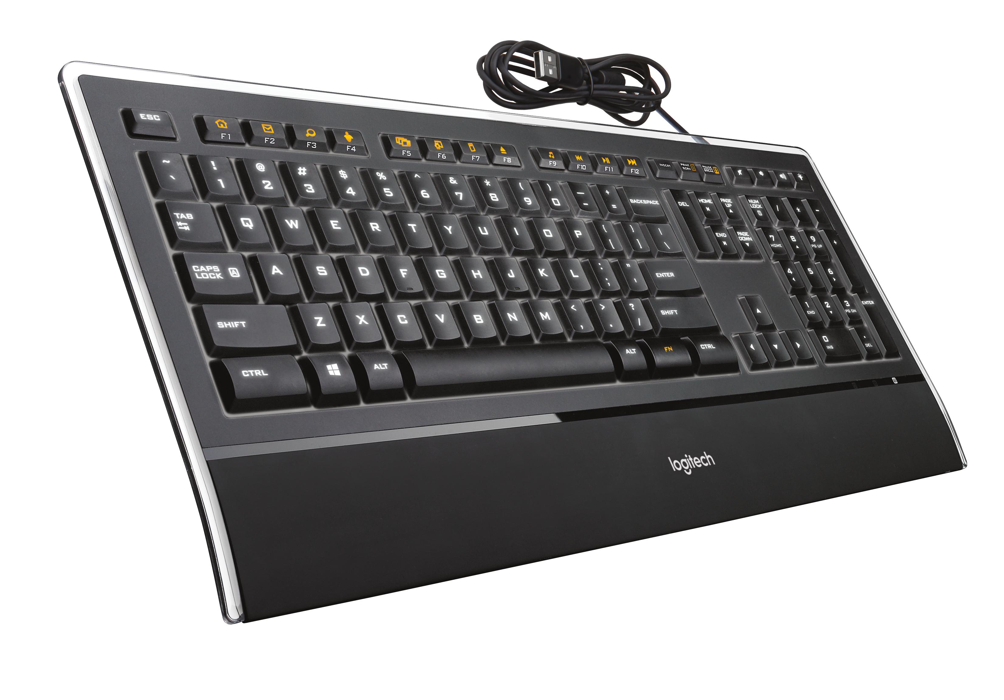 Logitech Illuminated Keyboard k740 clavier Bureau USB AZERTY Français Noir
