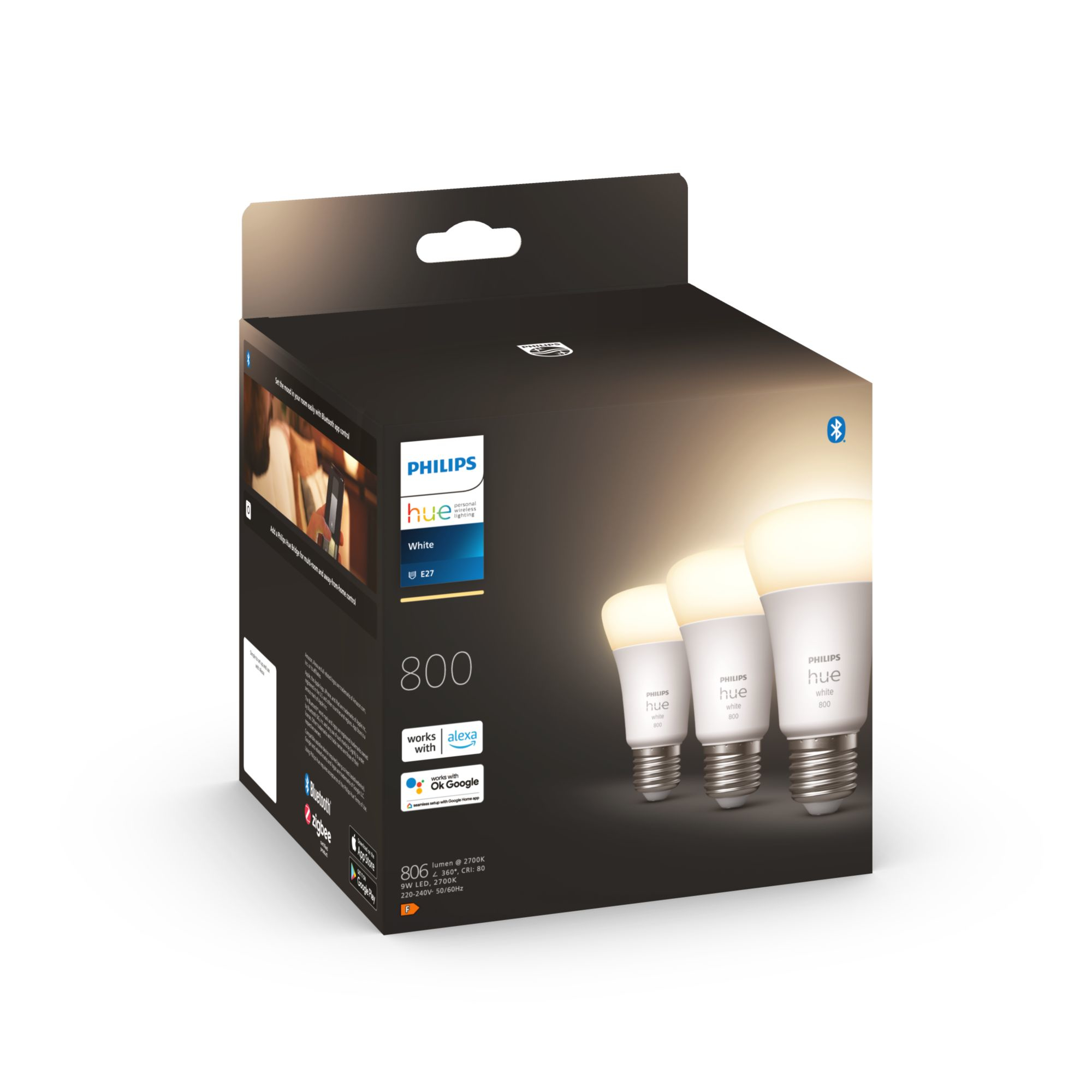 Lamp PHILIPS HUE White E27 800L 3pcs