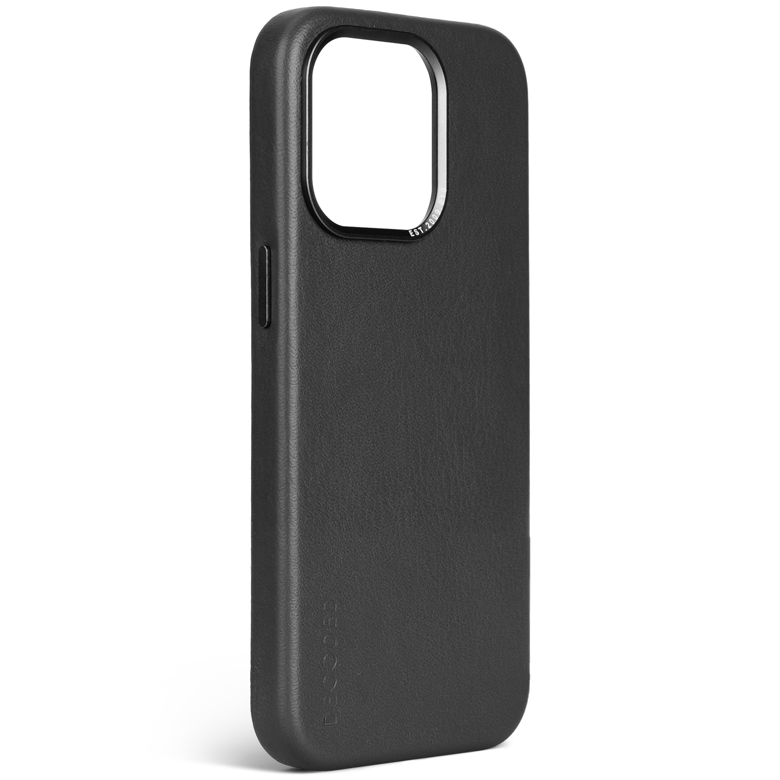 Decoded iPhone 15 Pro, housse cuir, noir