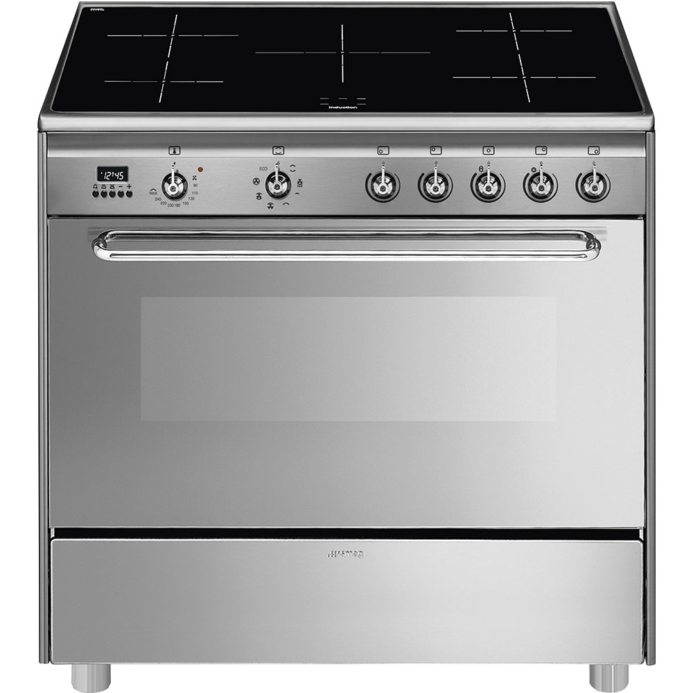 Smeg Master SCD90IMX9-1 fornuis Vrijstaand fornuis Electrisch Inductiekookplaat zones Zwart, Roestvrijstaal A
