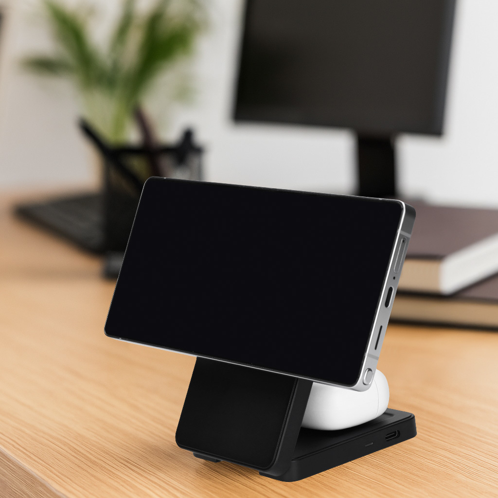 Mobiparts Foldable Wireless 3 in 1 Charger 15W for SAMSUNG