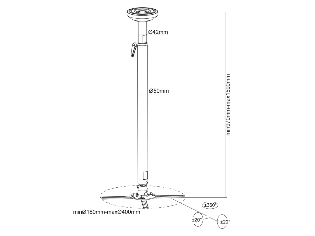 Plafondbeugel Multibrackets MB735235 wit