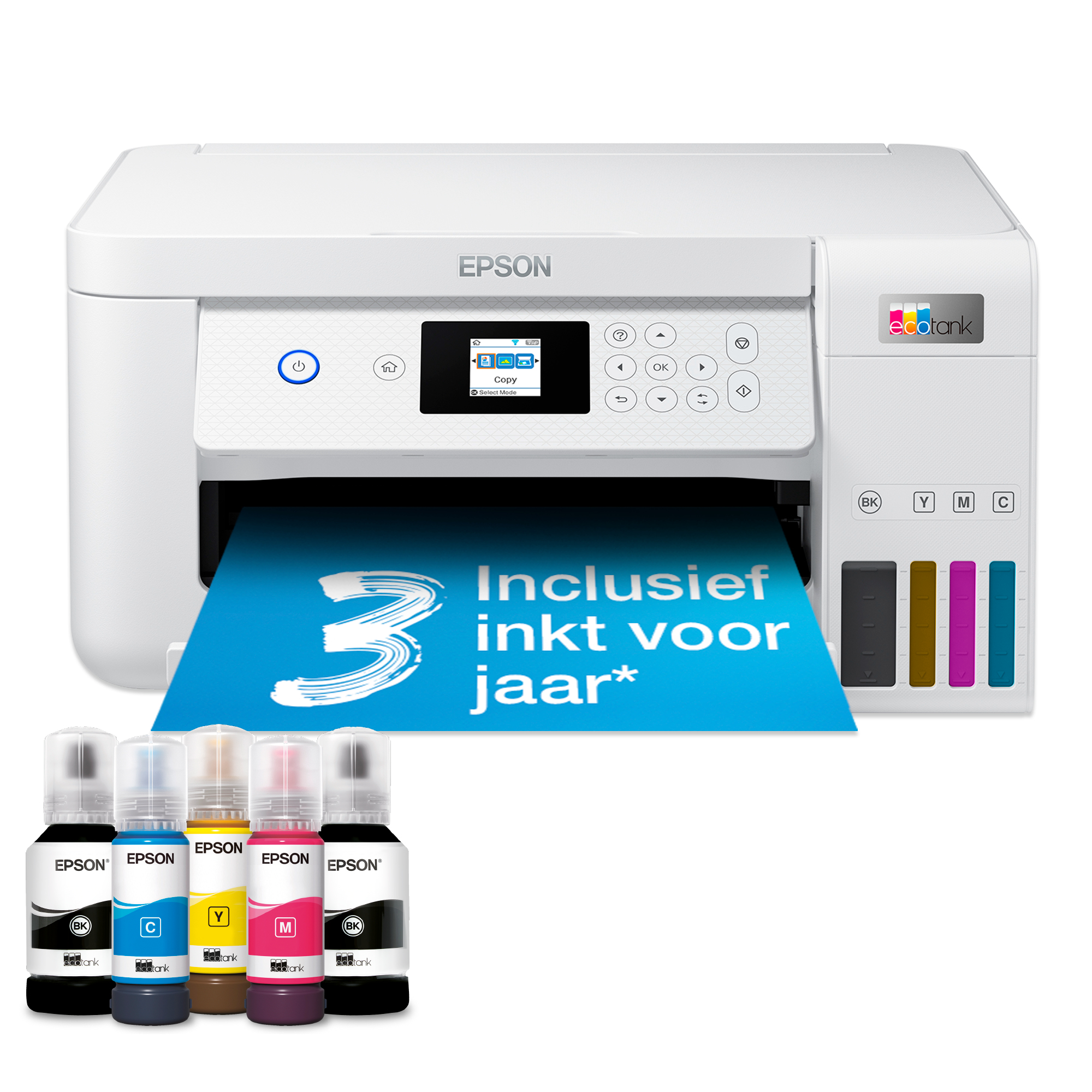 Printer Inkjet EPSON EcoTank ET-2856 Wit AIOFlat Kleur A4