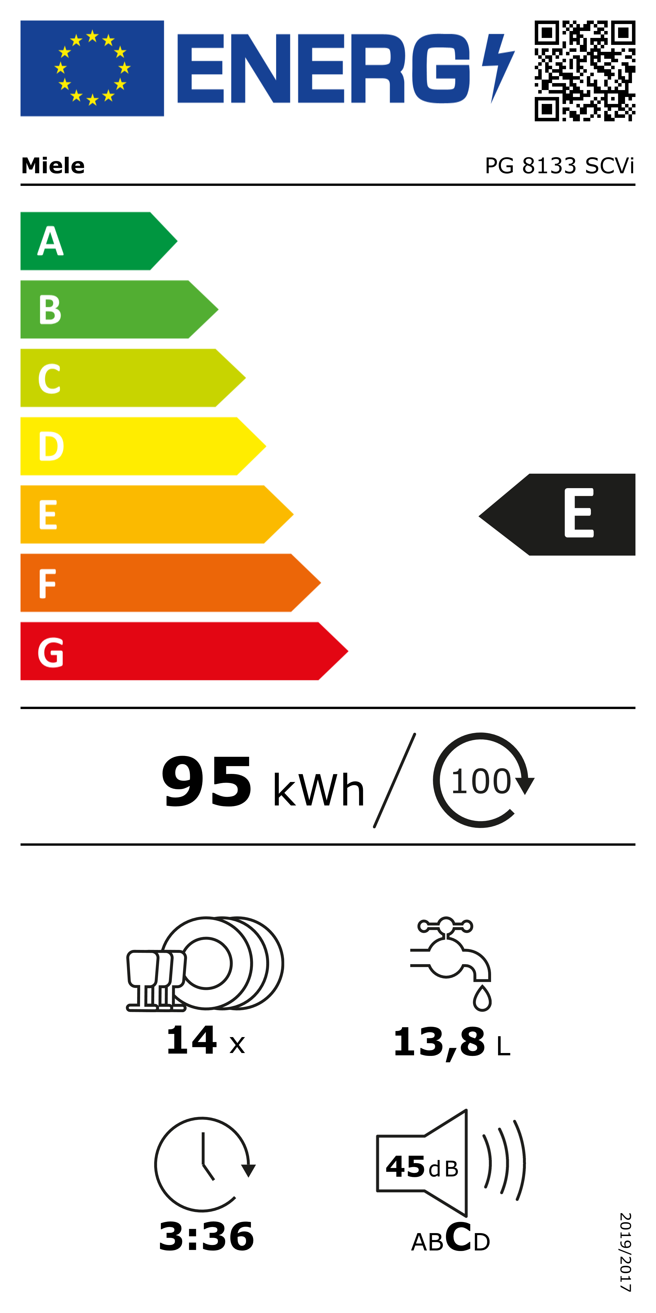 Miele PG 8133 SCVi Entièrement intégré 14 couverts E
