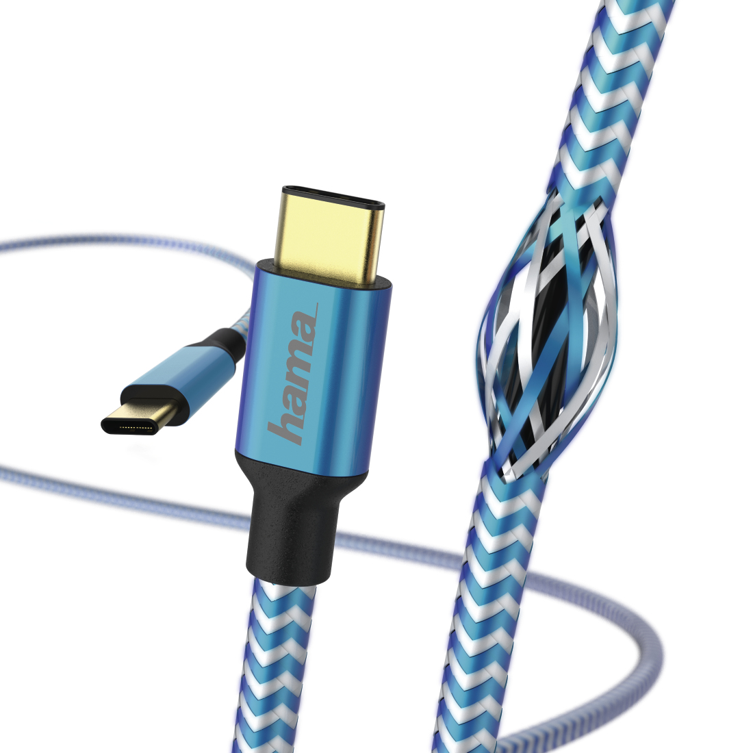 Kabel USB HAMA Reflective USB-C > USB-C 1.5M Blauw