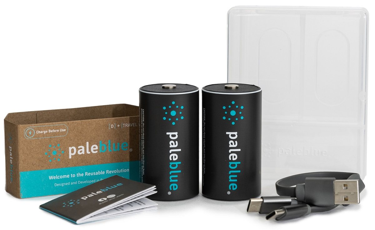 Pale Blue Rechargeable D Battery 2pack + C-Charging Cable