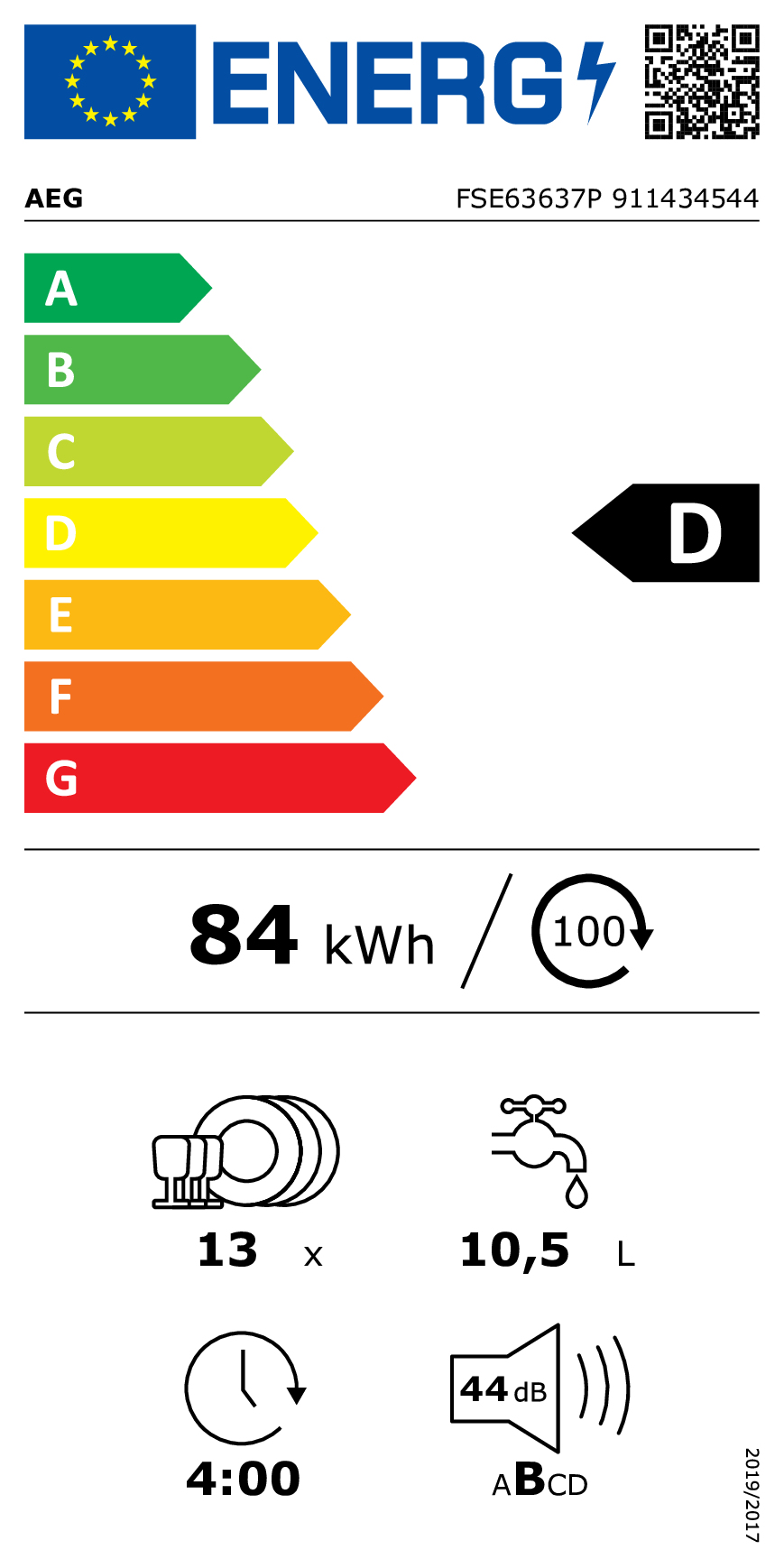 Vaatwasser BI AEG FSE63637P / VI / D / 44dB / Quick-select