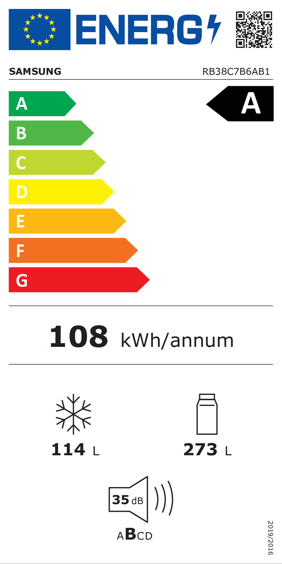 Samsung Réfrigérateur Combiné RB38C7B6AB1/EF