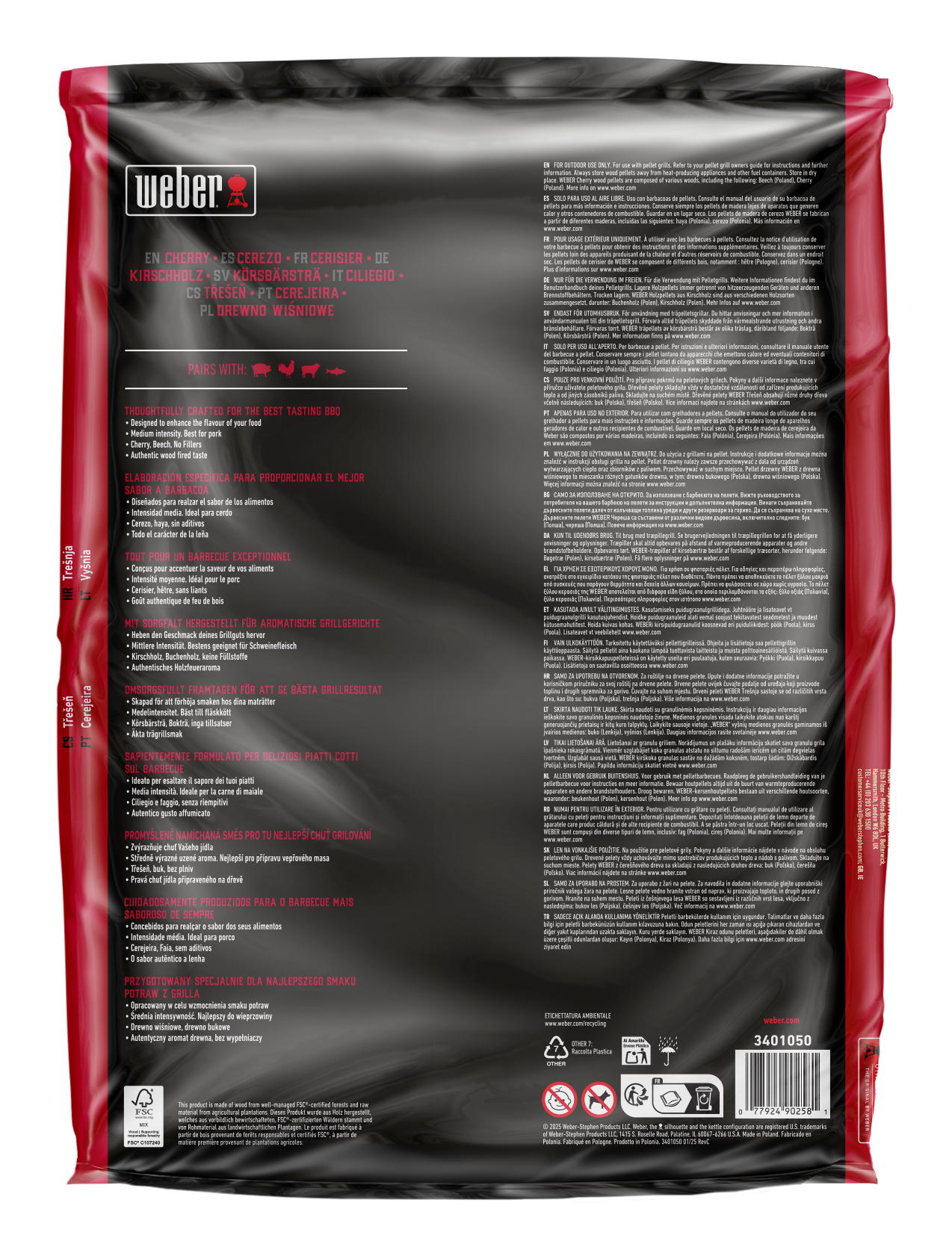 Pellets WEBER 3401050 Cherry / 8KG