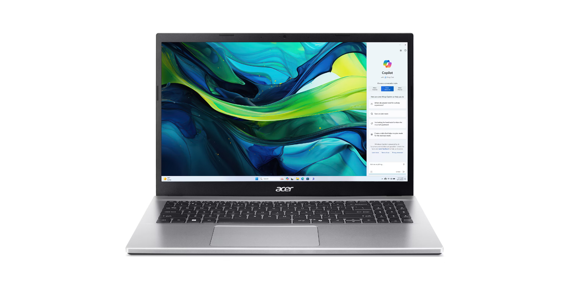 Acer Aspire Go 15 AG15-42P-R0VS AMD Ryzen™ 7 5825U Laptop 39,6 cm (15.6") Full HD 32 GB DDR4-SDRAM 512 GB SSD Wi-Fi 6 (802.11ax) Windows 11 Home Zilver