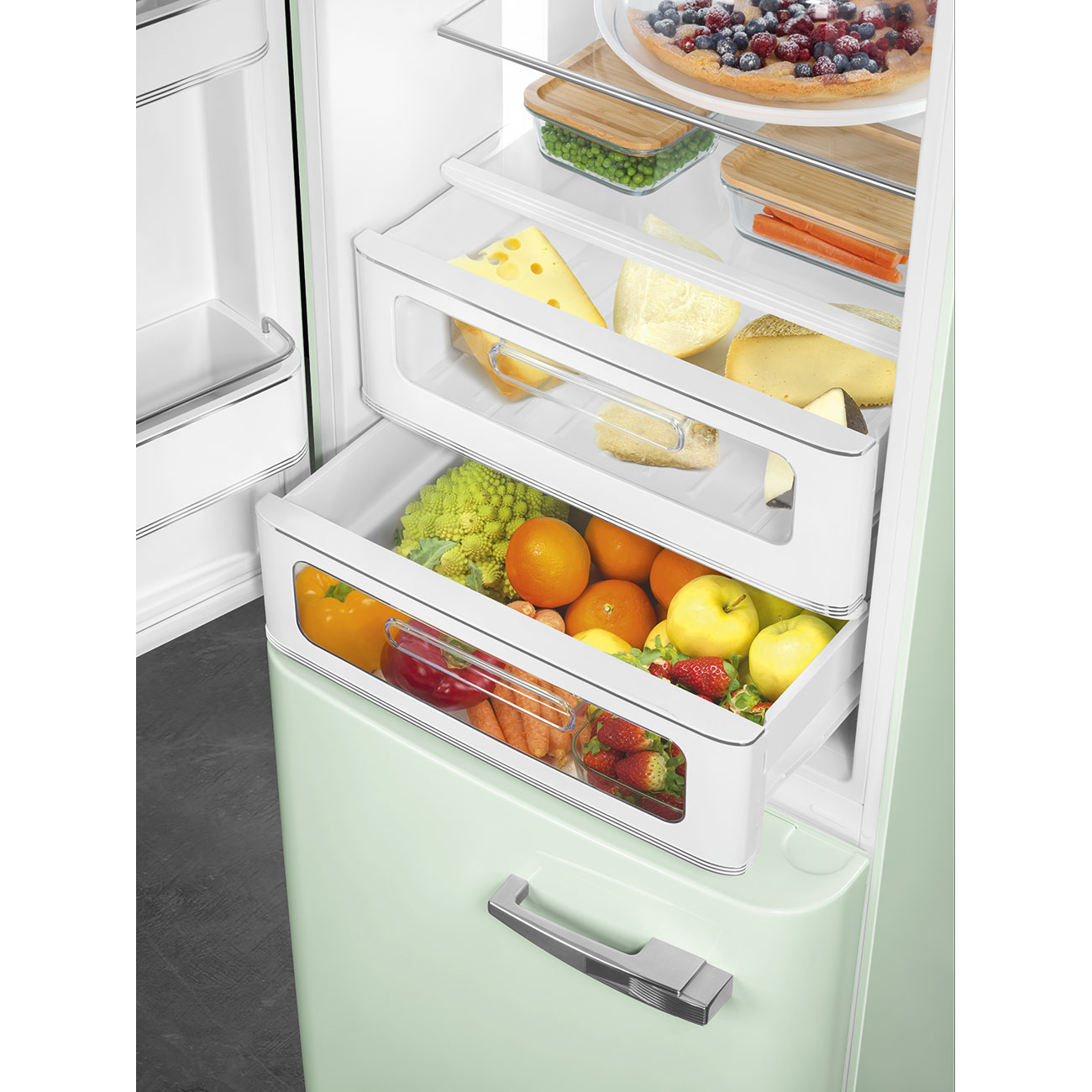 Combi-Koelkast SMEG FAB32LPG6 50's Style / C / 234L+97L / 197cm / pastelgroen